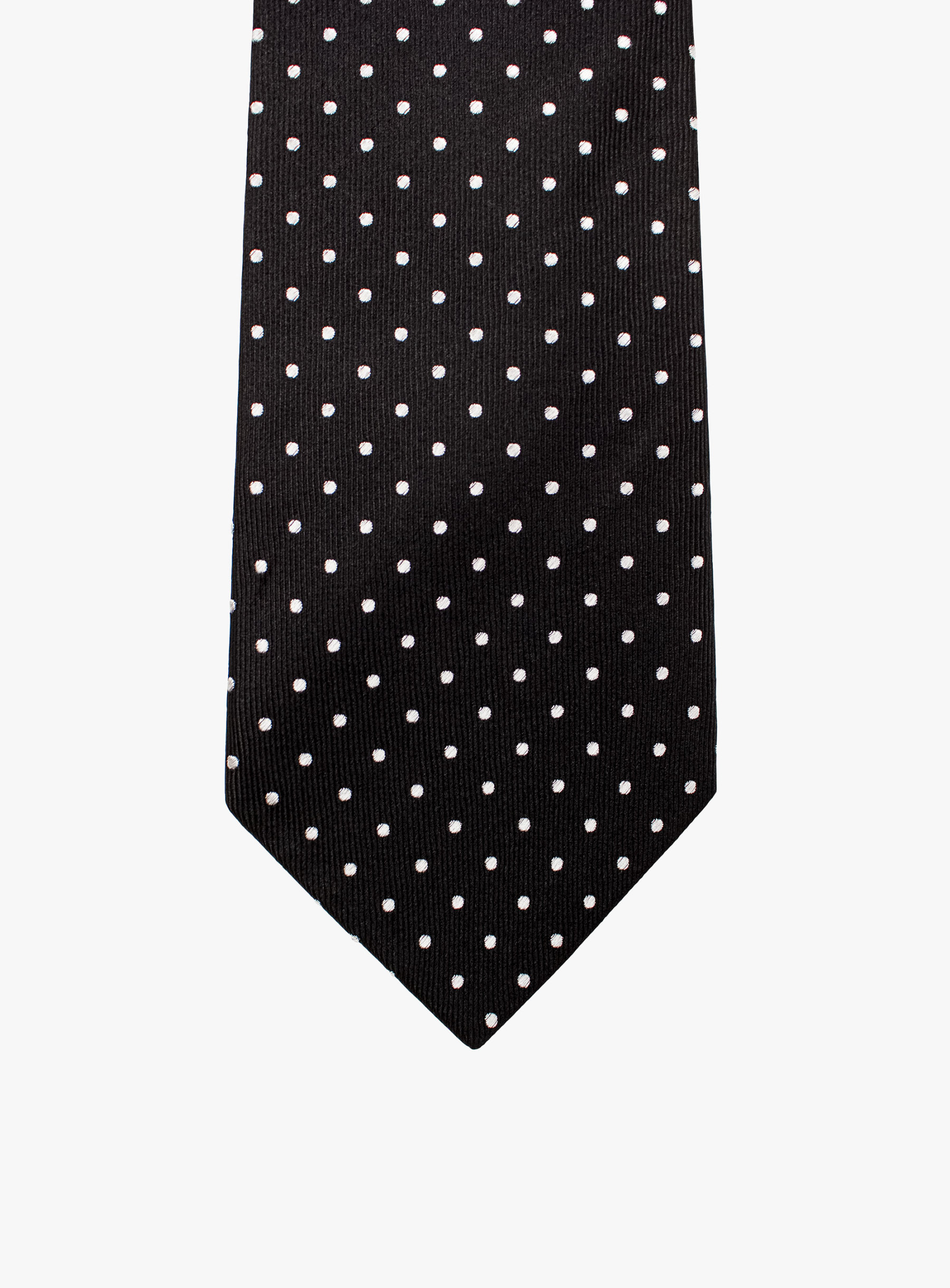 Black Silk Tie with White Polka Dots
