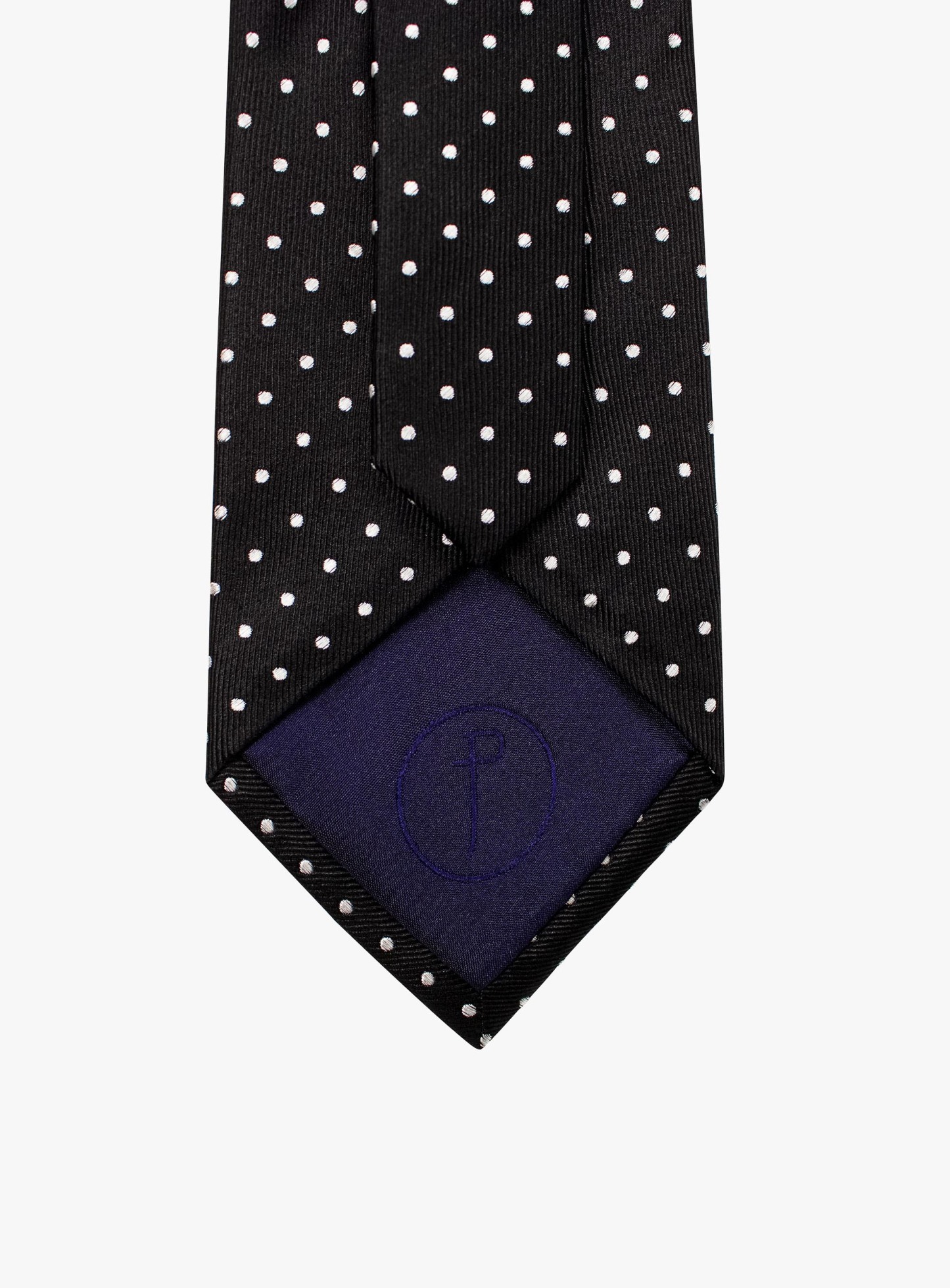 Black Silk Tie with White Polka Dots