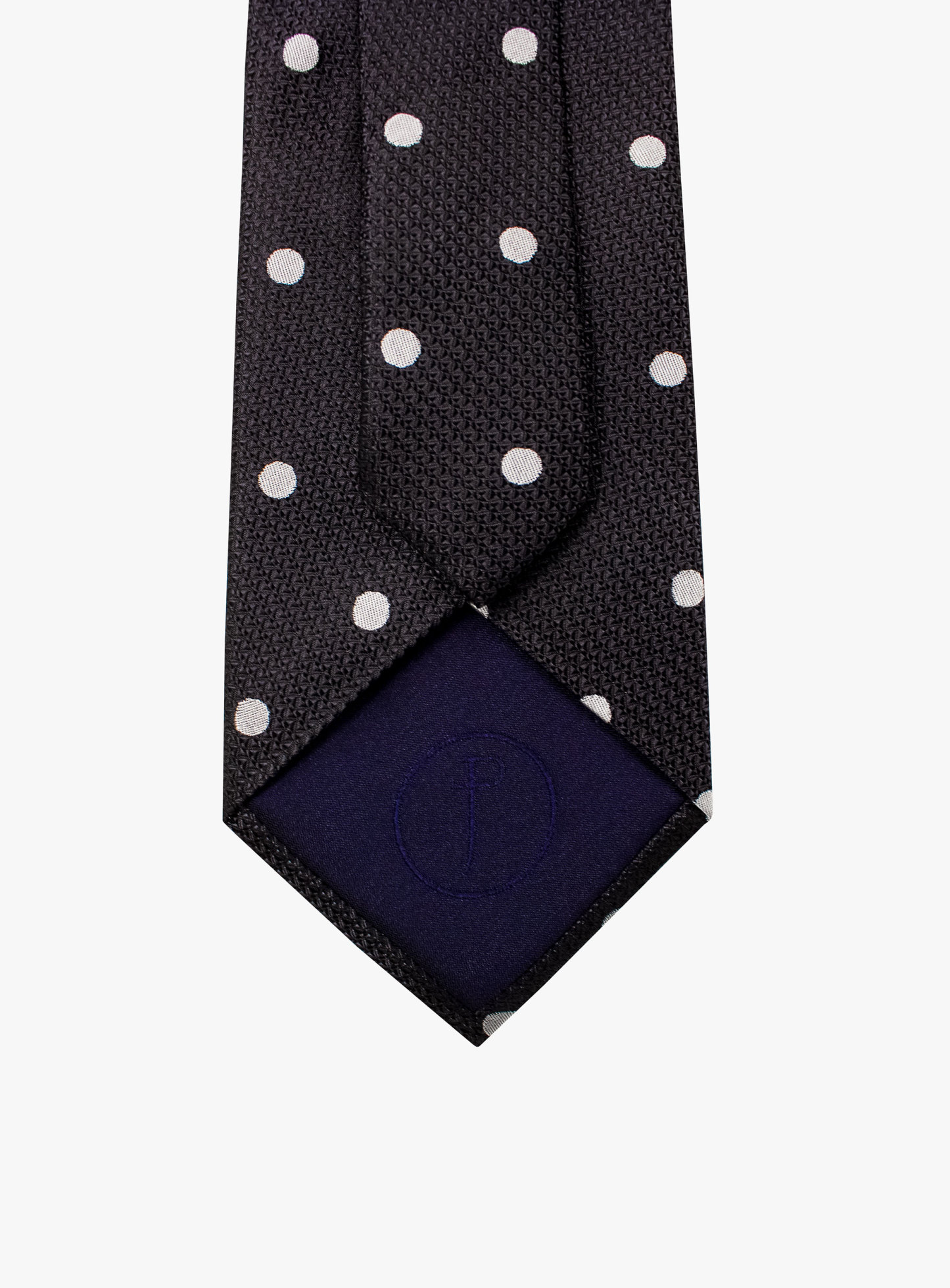 Black Silk Tie with Classic White Polka Dots
