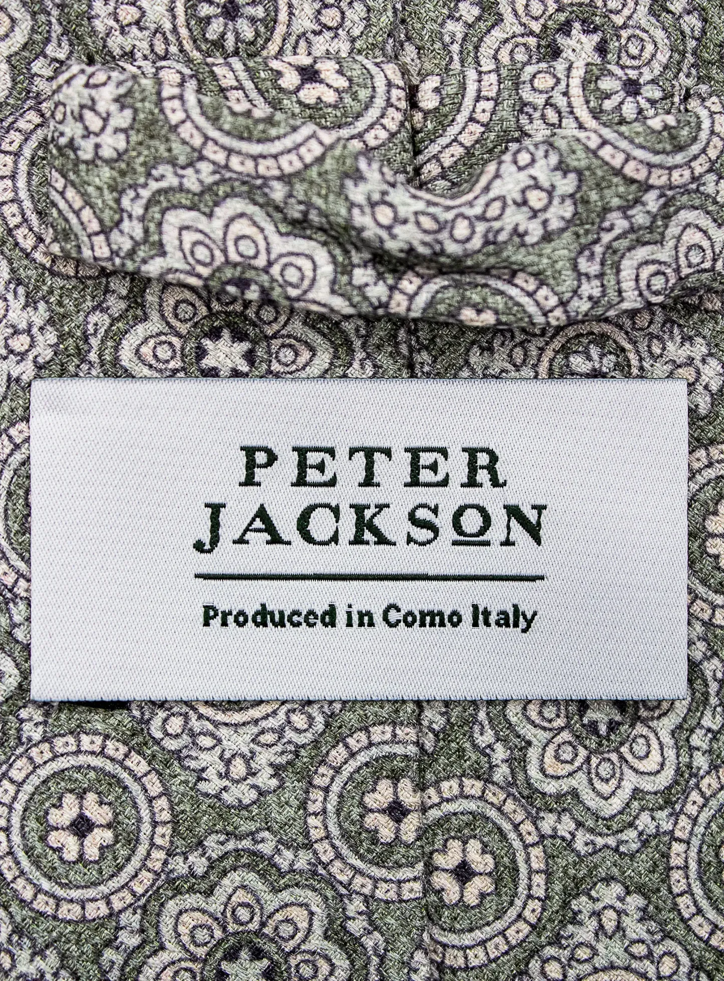 Bottinelli Italian Tie: Sage Green with Ornate Medallion Pattern