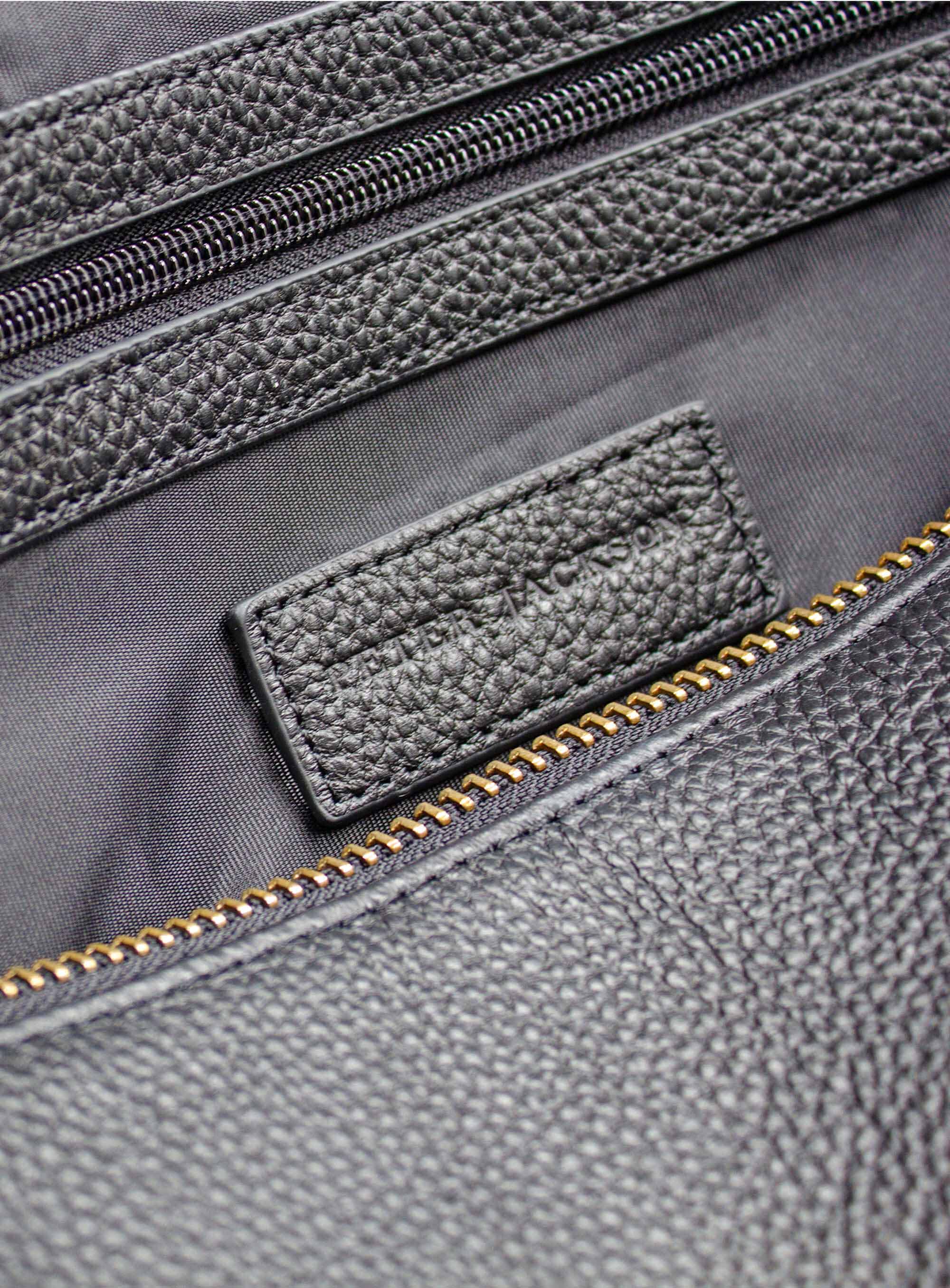 Men {collection_title} Alessio Black Pebbled Leather Bag Peter Jackson