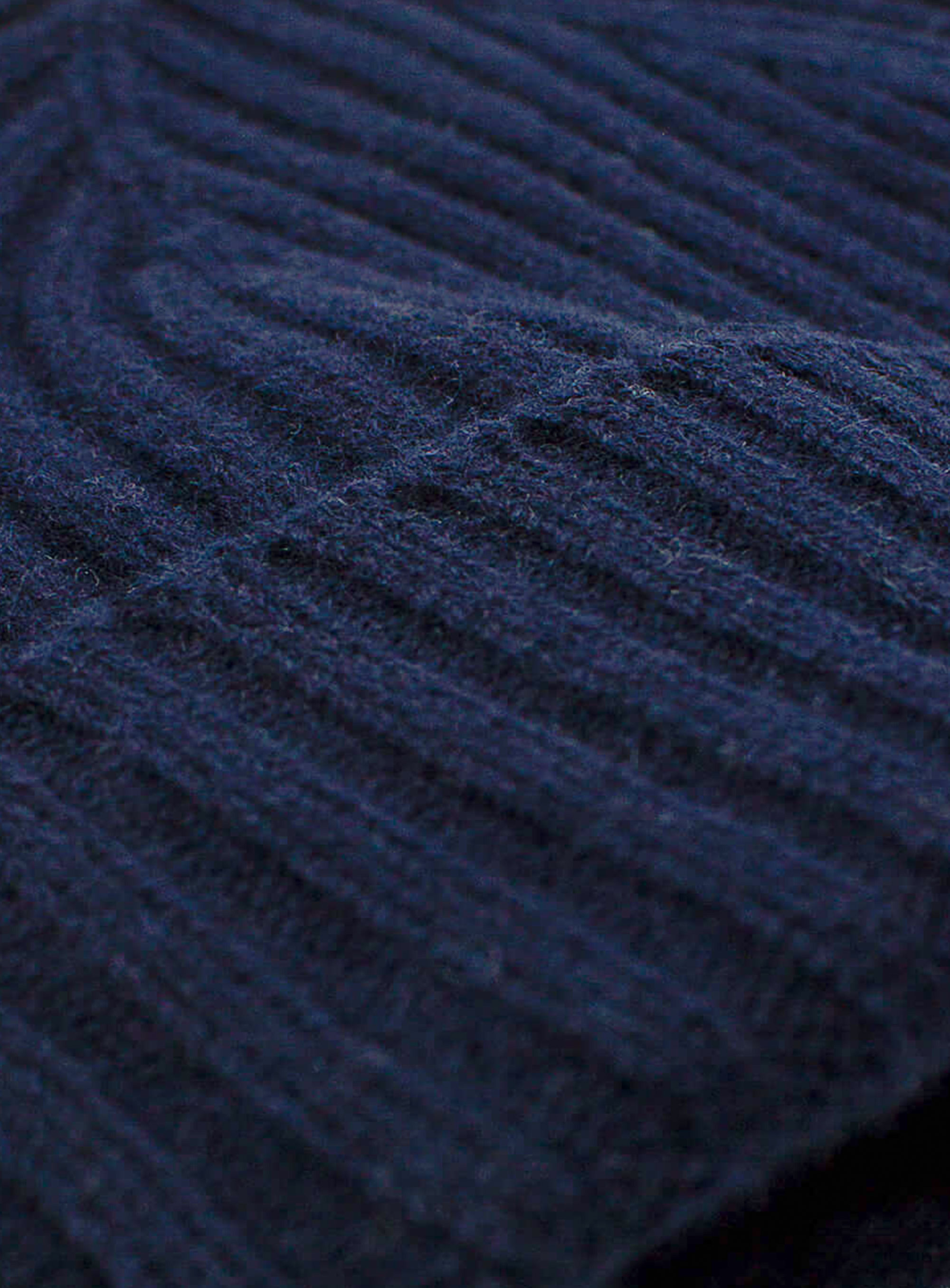 Navy Wool-Cashmere Ribbed Beanie