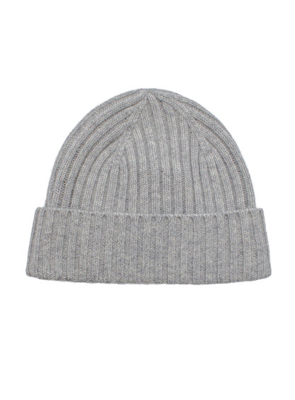 Oatmeal Wool-Cashmere Ribbed Beanie