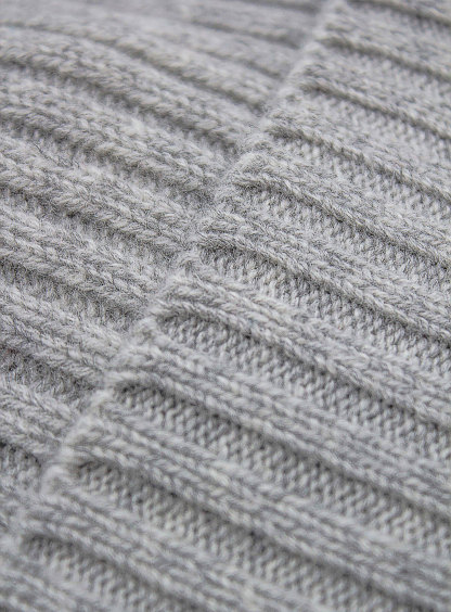 Oatmeal Wool-Cashmere Ribbed Beanie