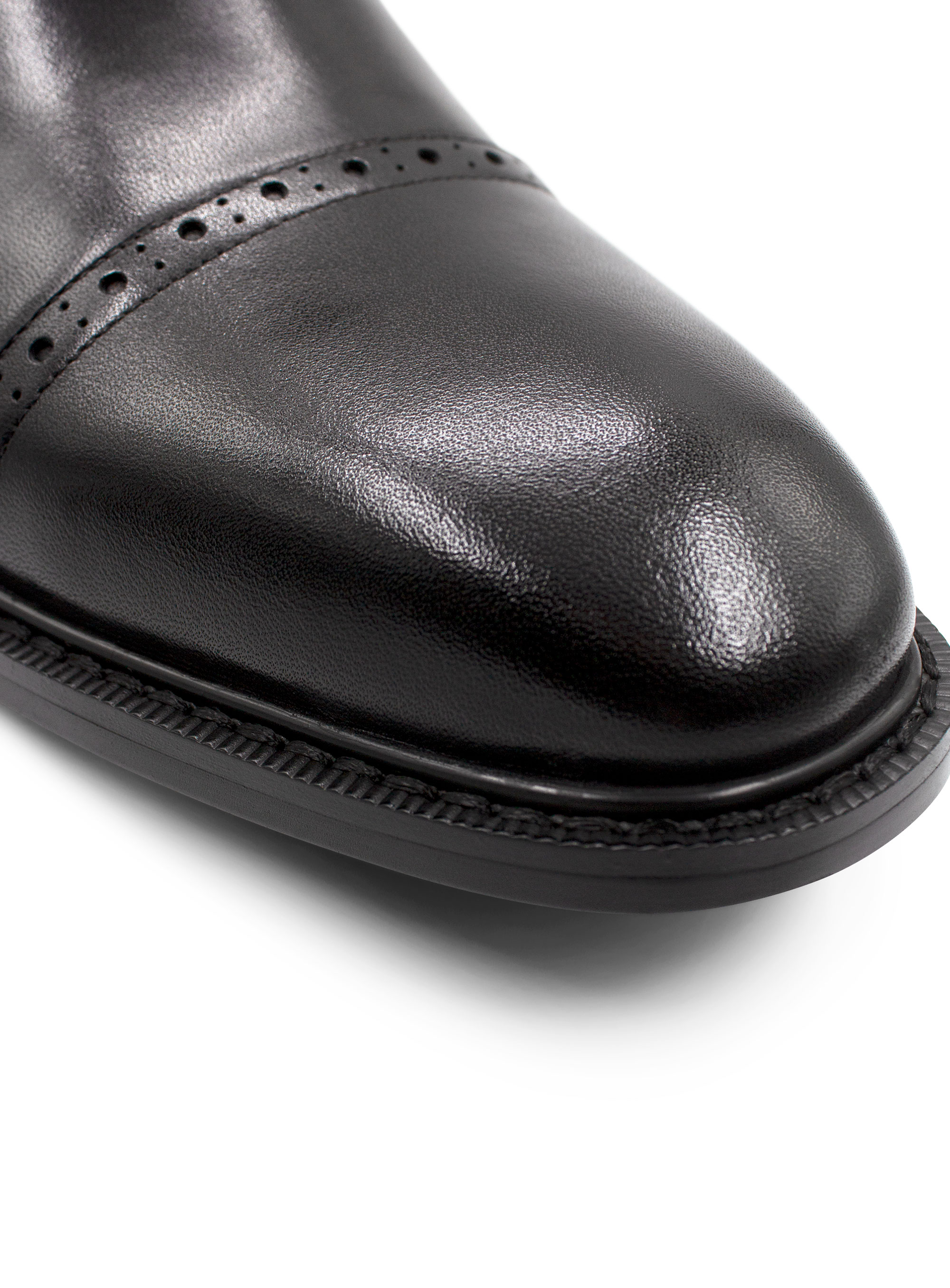 Massimo Black Semi-Brogue Boot