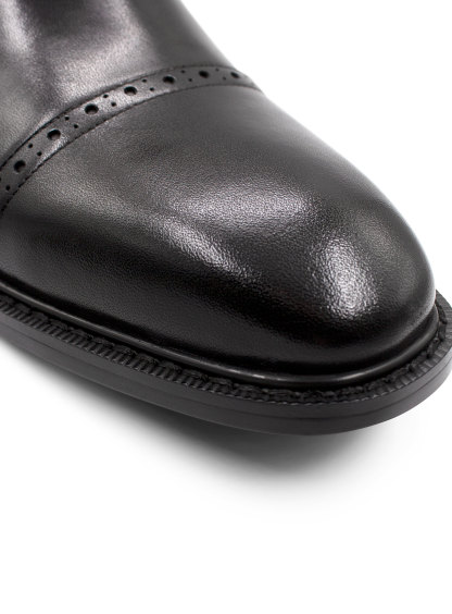 Massimo Black Semi-Brogue Boot