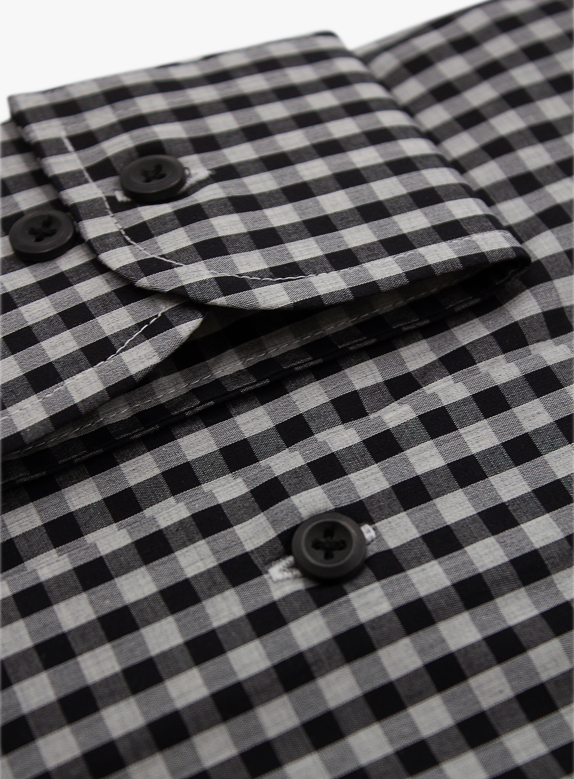 Merano Melange Grey and Black Gingham Shirt