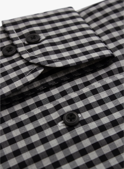 Merano Melange Grey and Black Gingham Shirt