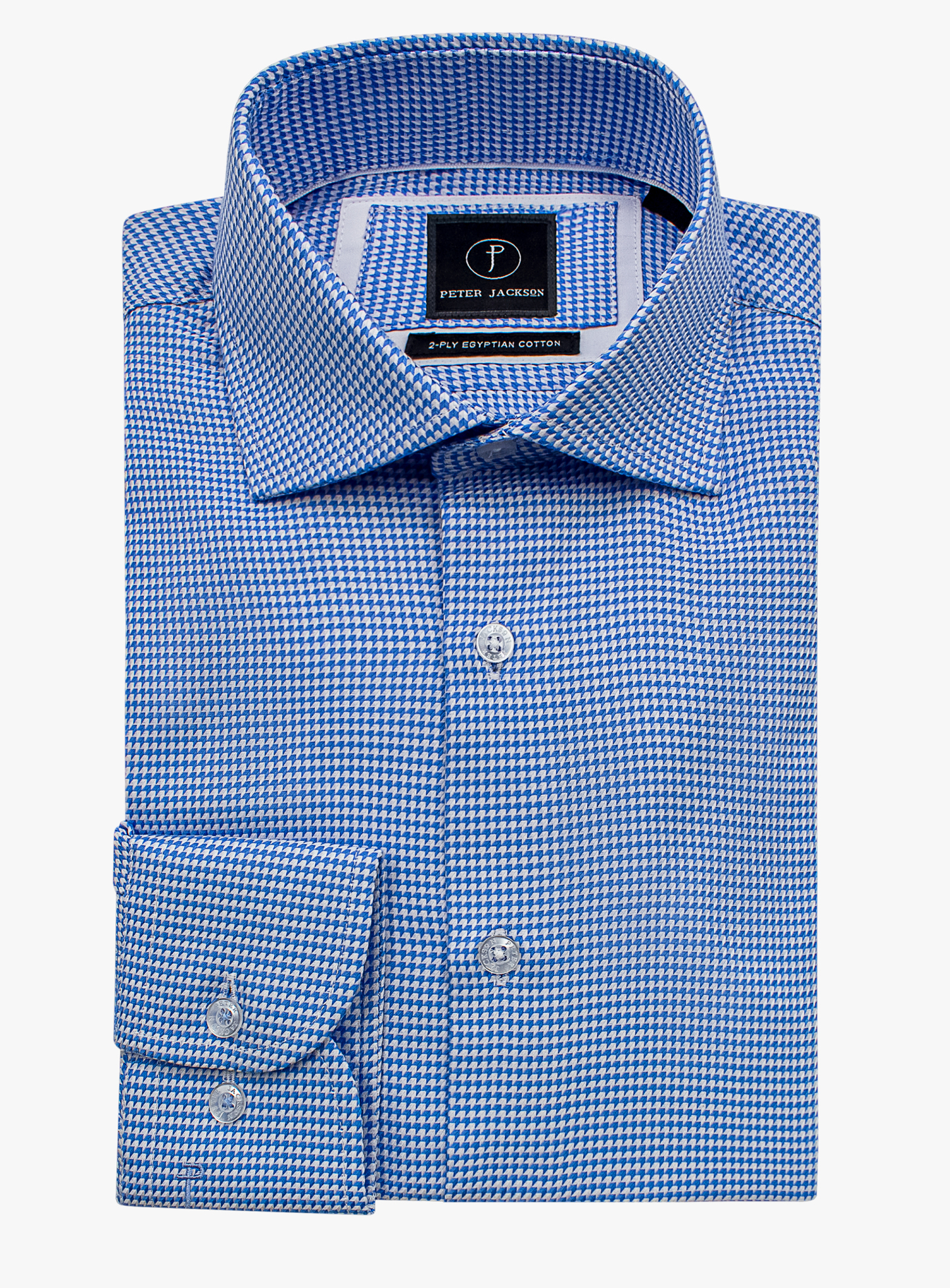 Milan Blue/White Houndstooth Jacquard Shirt
