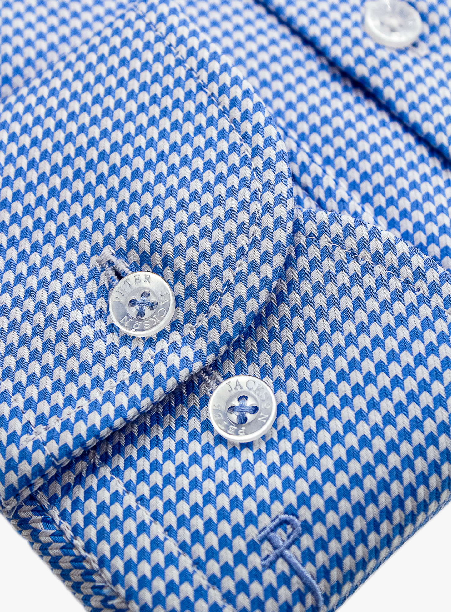 Milan Blue/White Houndstooth Jacquard Shirt