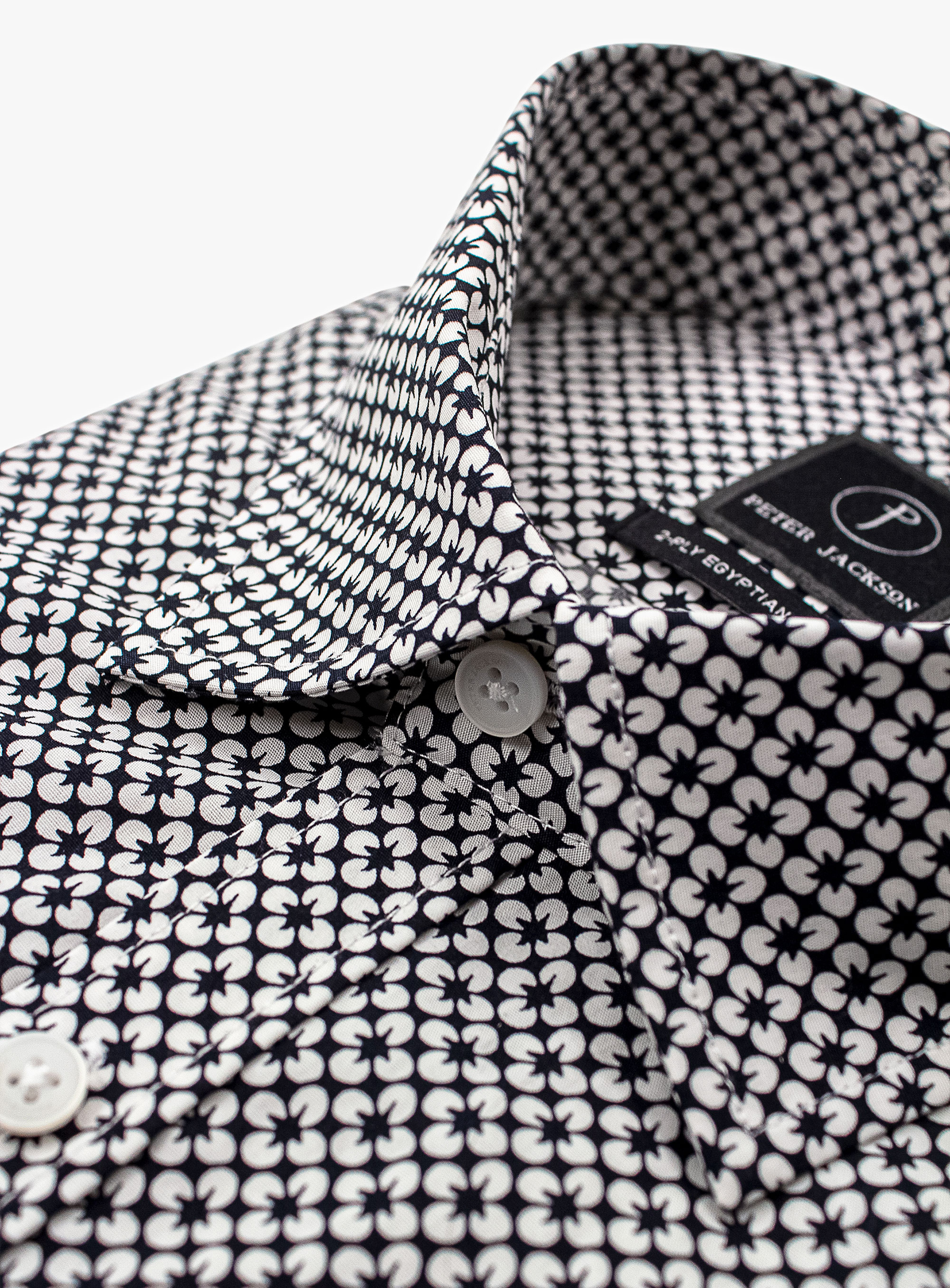 Bolzano Black/White Floral Print Shirt
