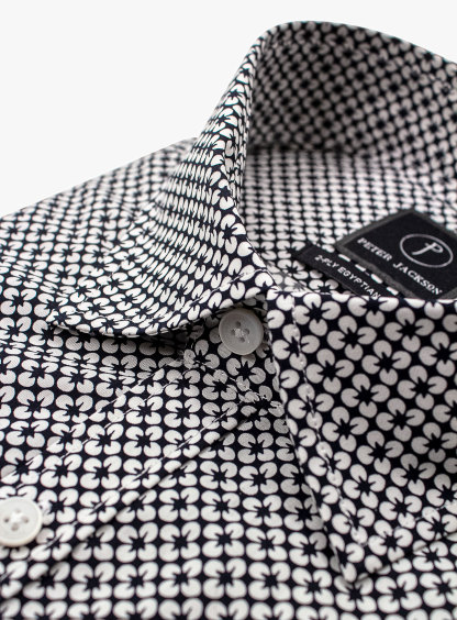 Bolzano Black/White Floral Print Shirt