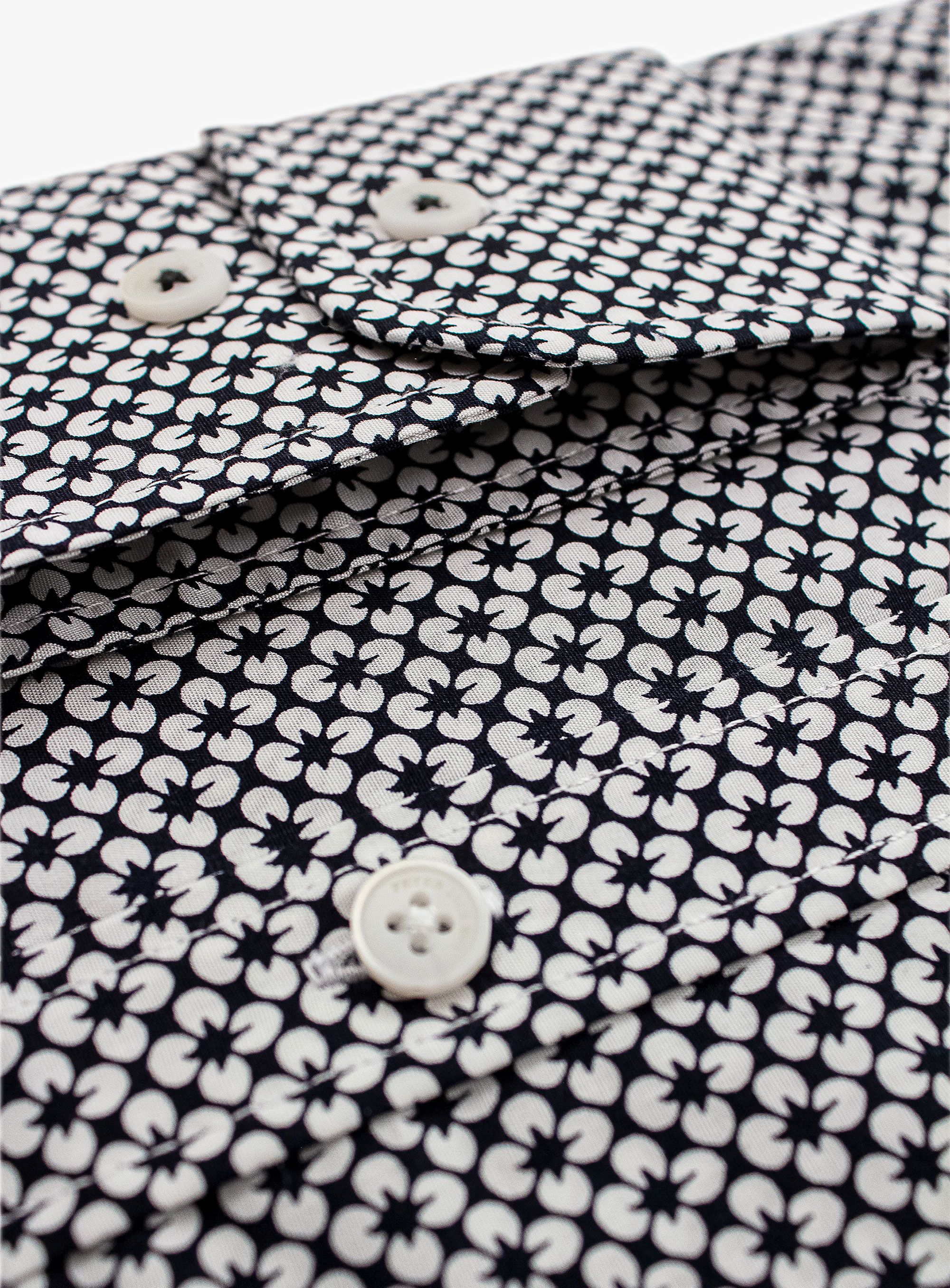 Bolzano Black/White Floral Print Shirt