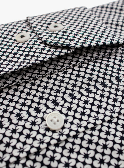 Bolzano Black/White Floral Print Shirt