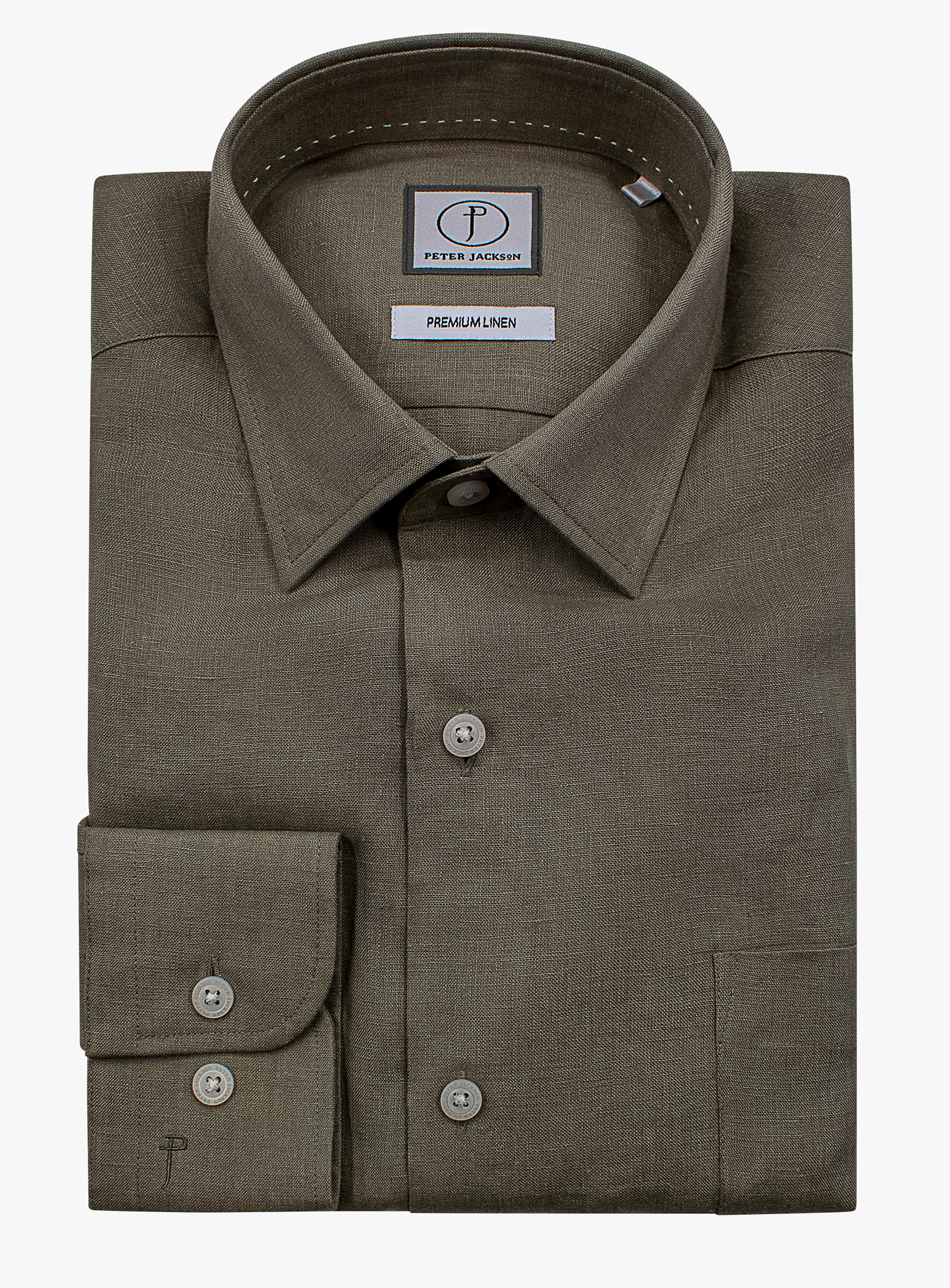 Linen Long Sleeve Khaki Shirt