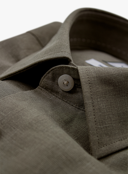 Linen Long Sleeve Khaki Shirt