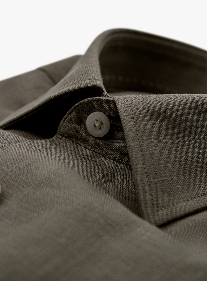 Linen Long Sleeve Khaki Shirt