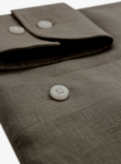 Linen Long Sleeve Khaki Shirt
