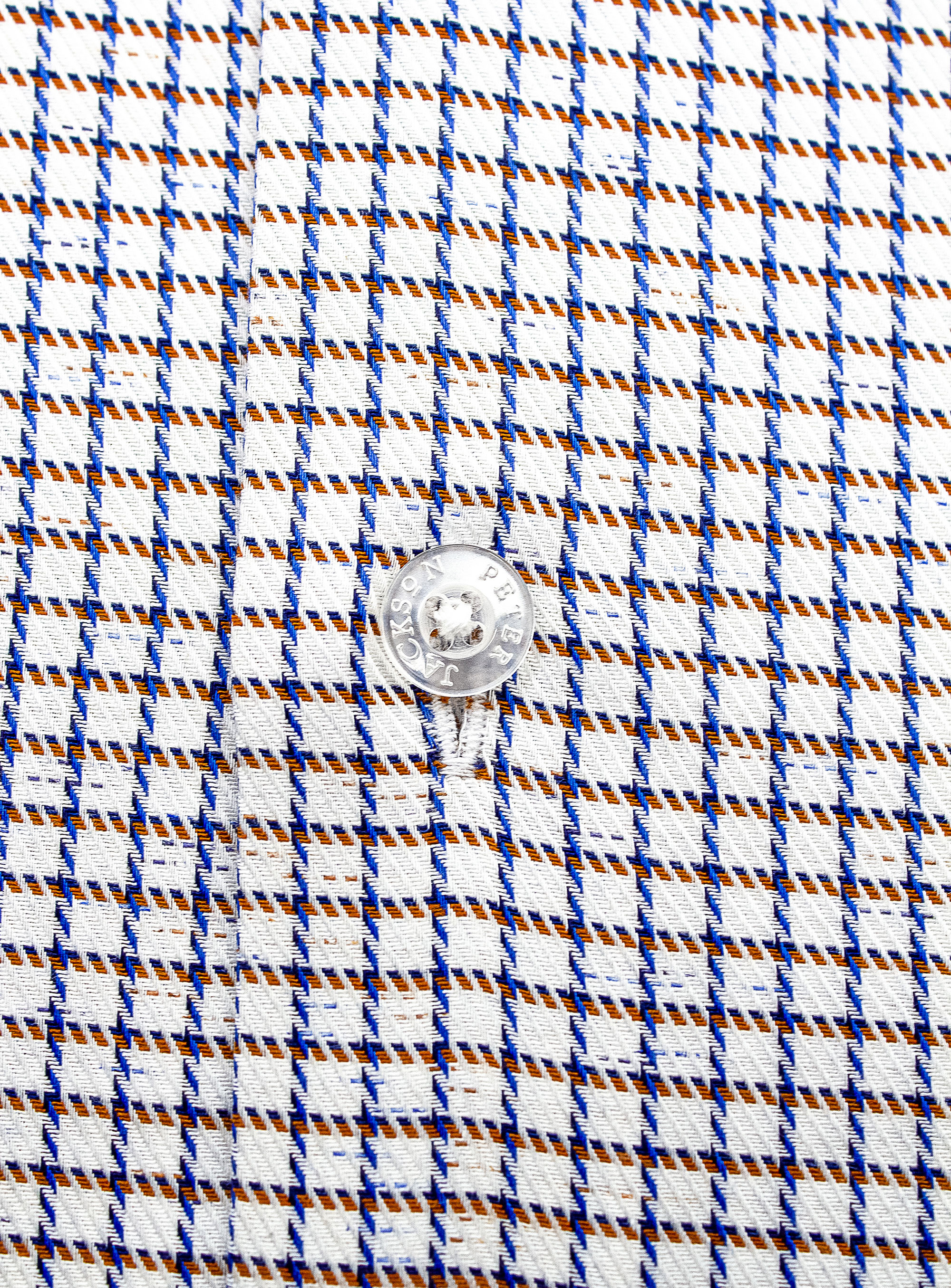 Milan White Luxury weave with Blue/Orange mini Check Shirt