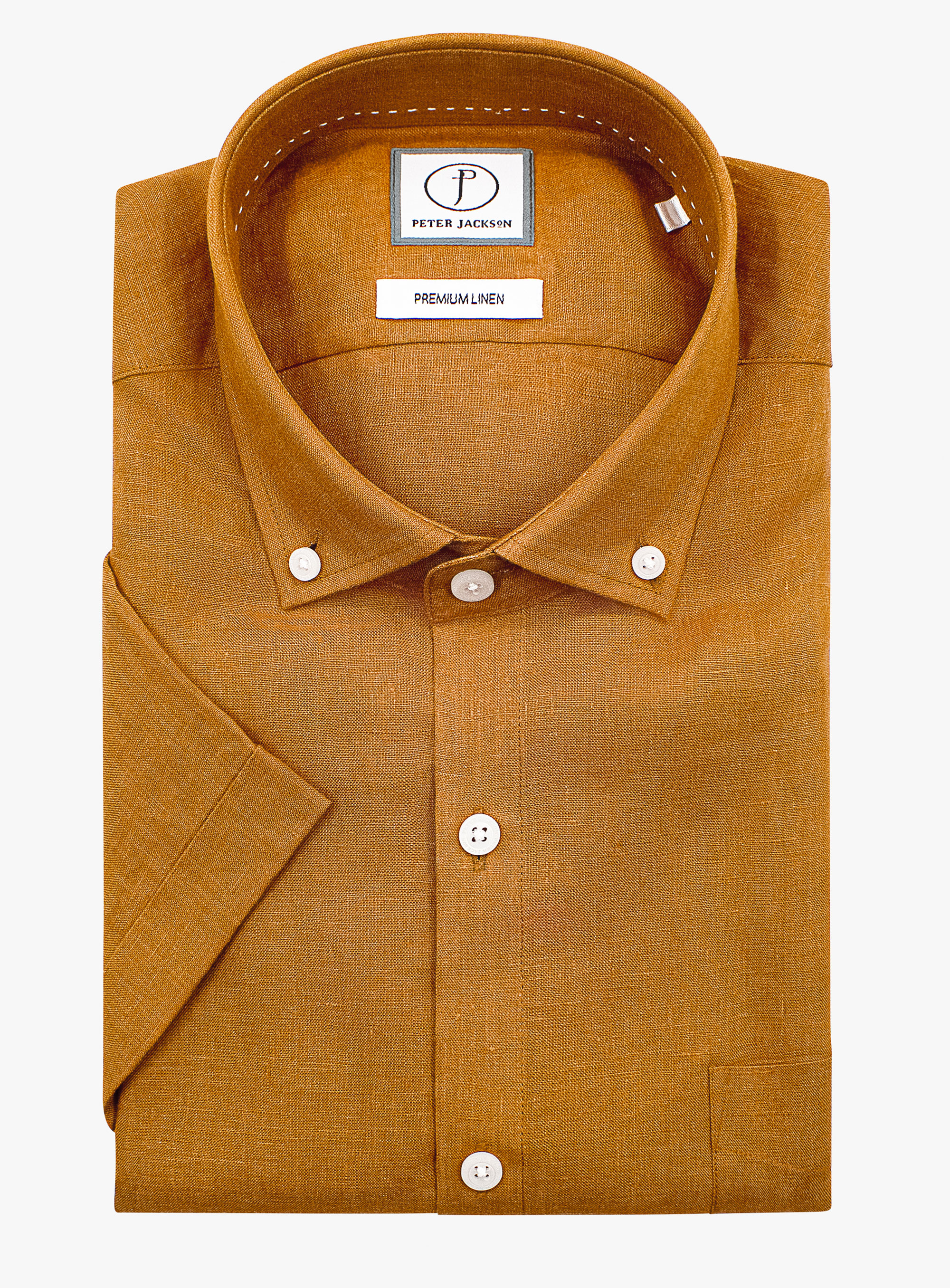 Tropea Orange Linen Short Sleeve Shirt