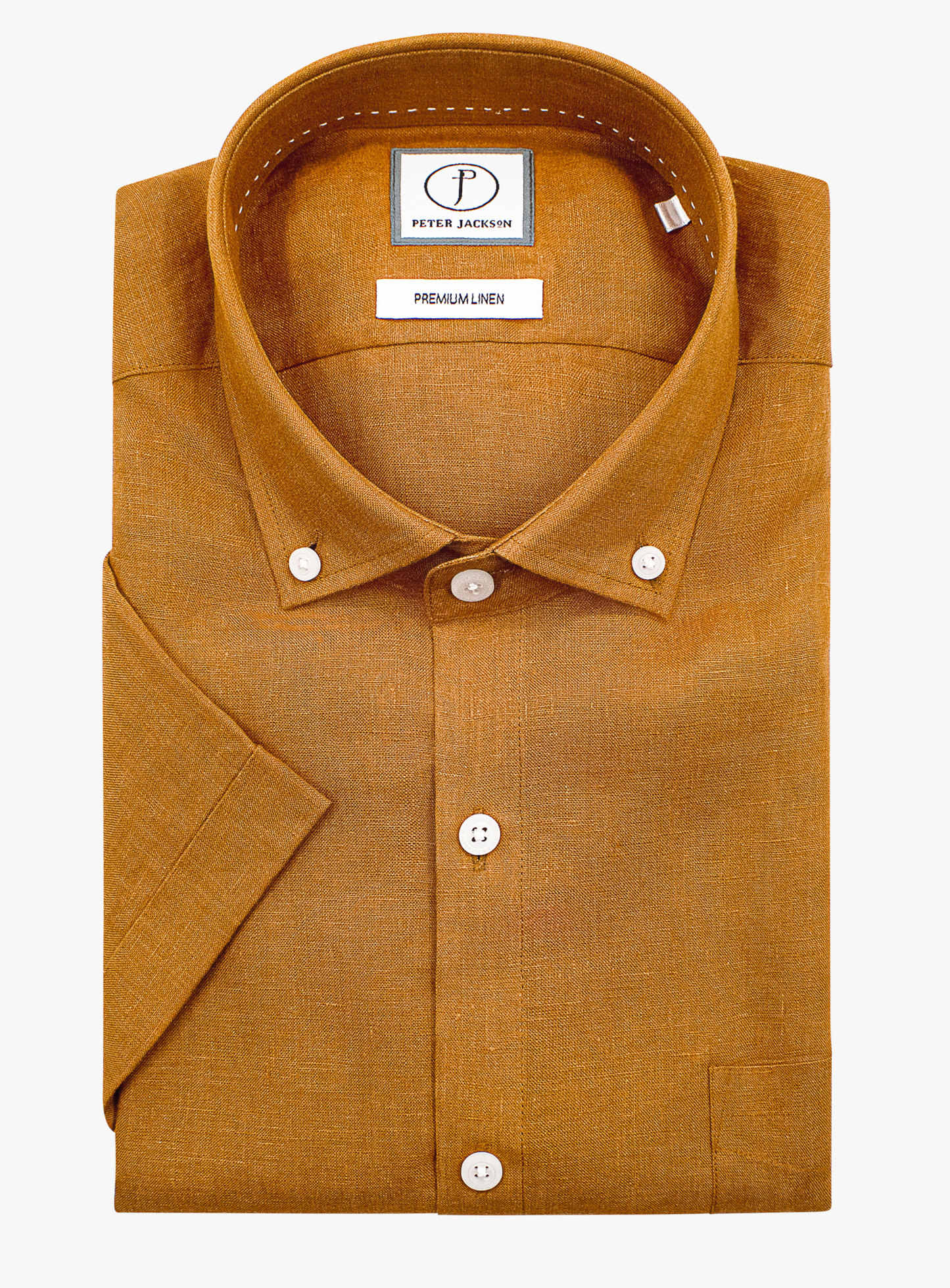 Tropea Orange Linen Short Sleeve Shirt