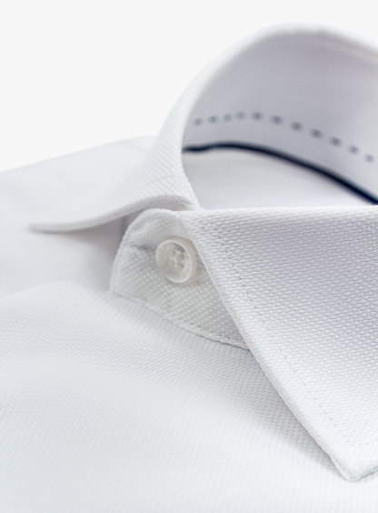 Milan White Dobby Weave with Taped Seams Shirt