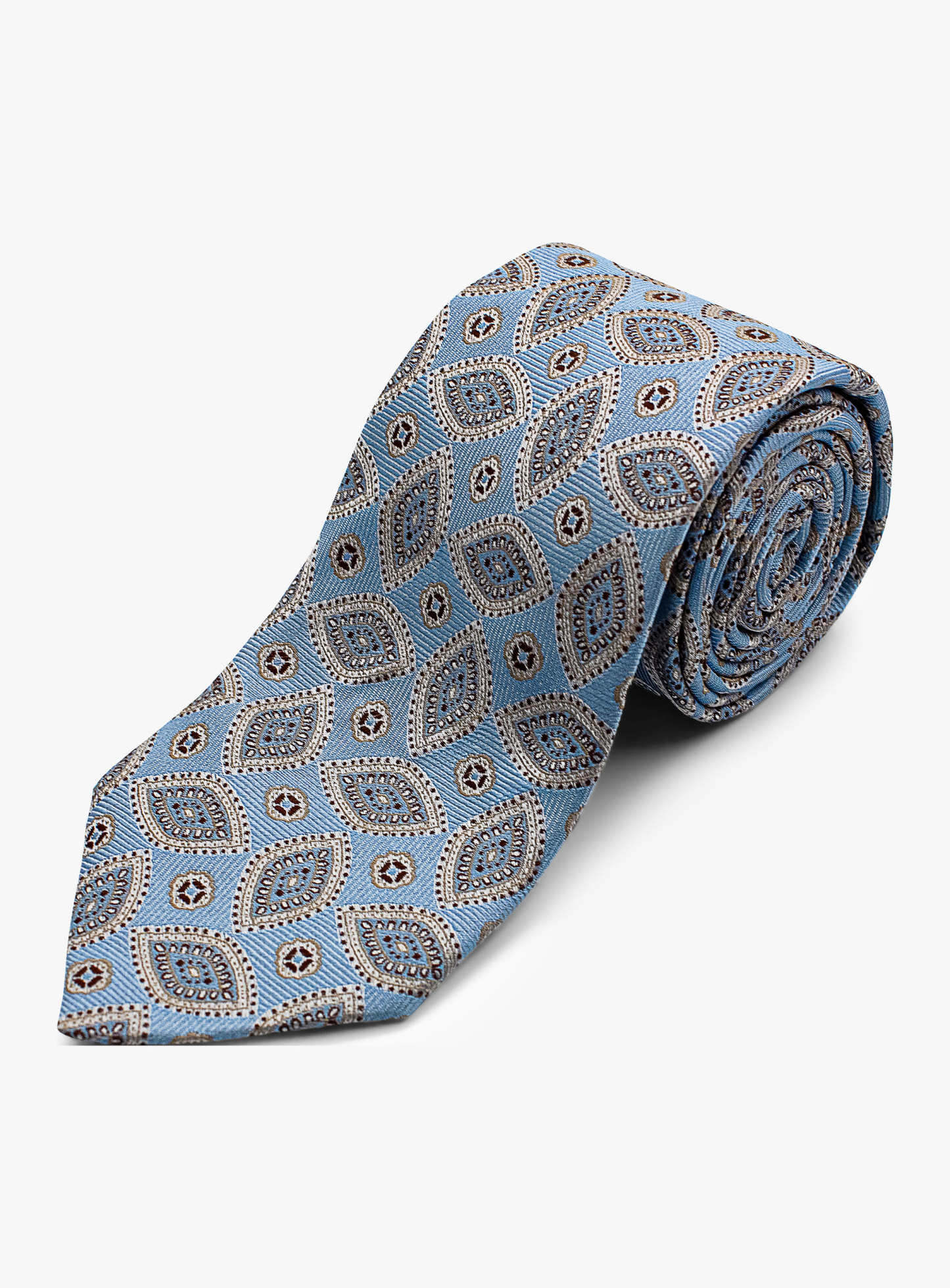 Bottinelli Italian Silk Tie: Sky Blue Paisley Design