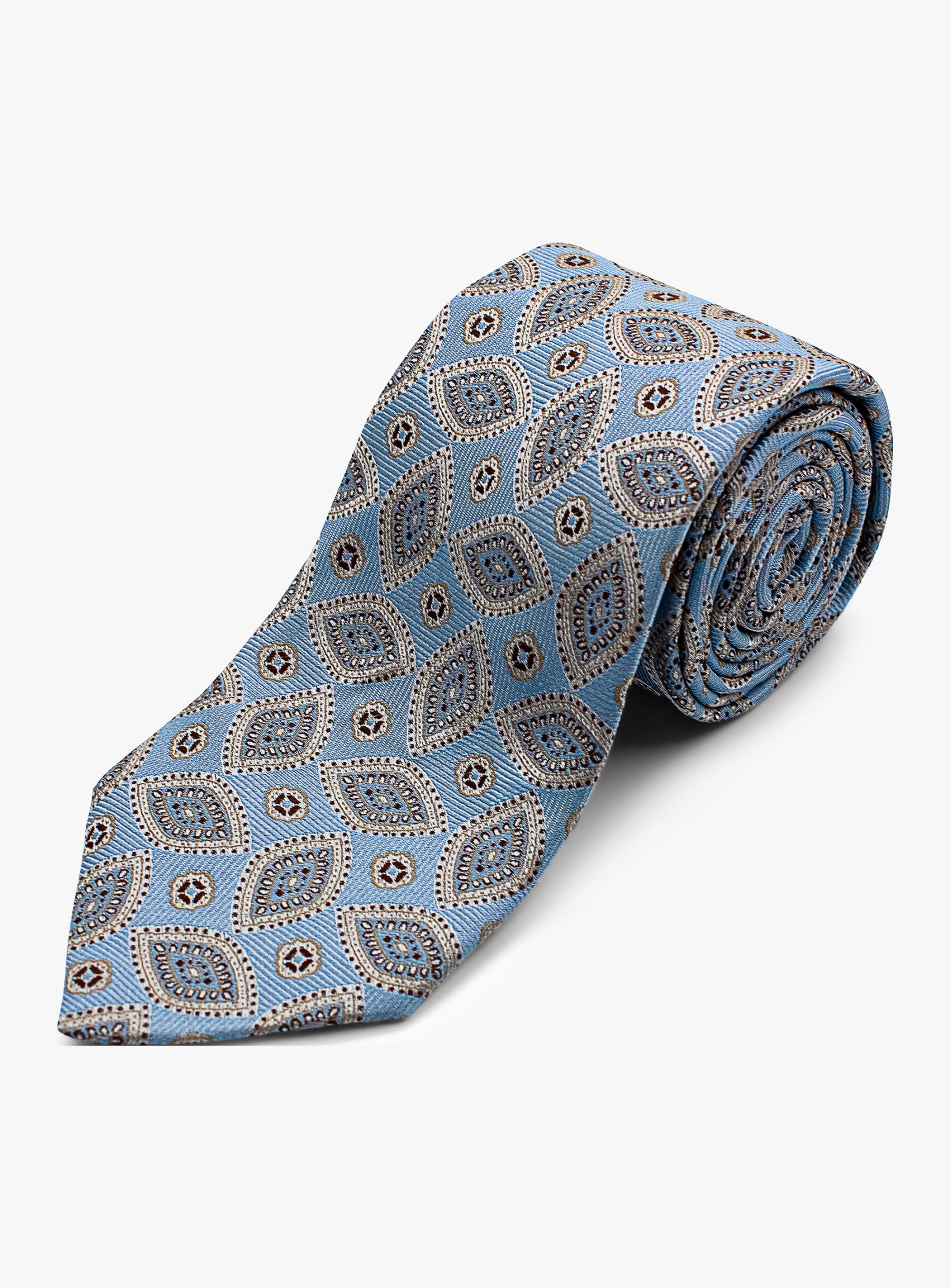 Bottinelli Italian Silk Tie: Sky Blue Paisley Design