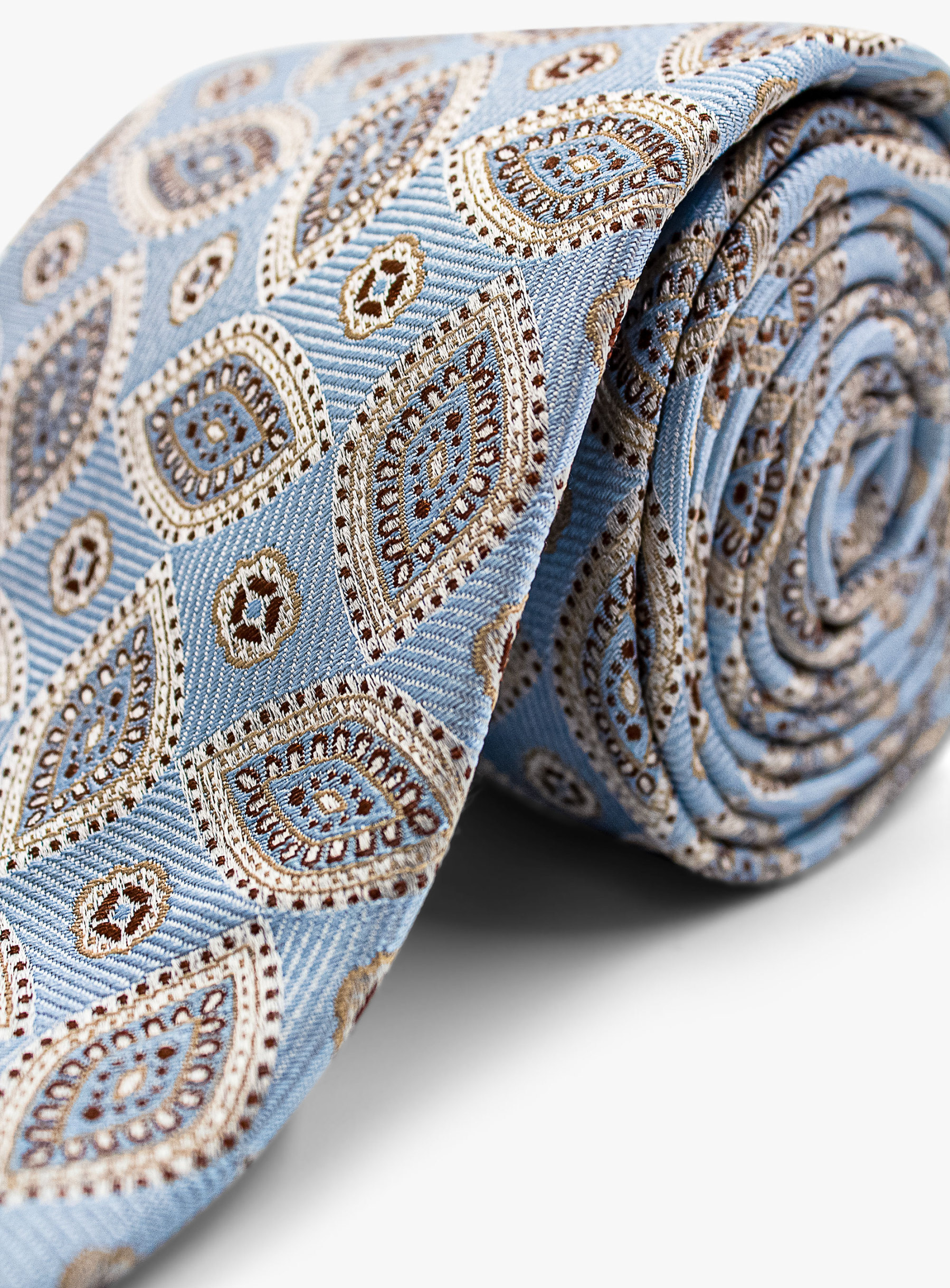 Bottinelli Italian Silk Tie: Sky Blue Paisley Design