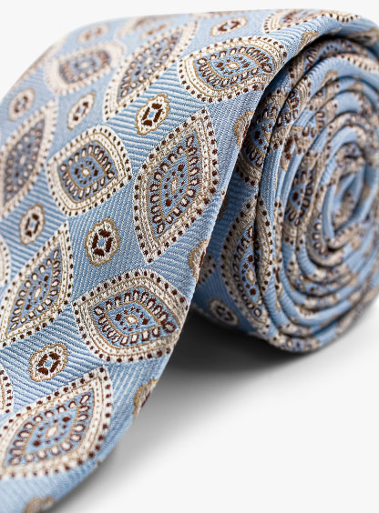 Bottinelli Italian Silk Tie: Sky Blue Paisley Design