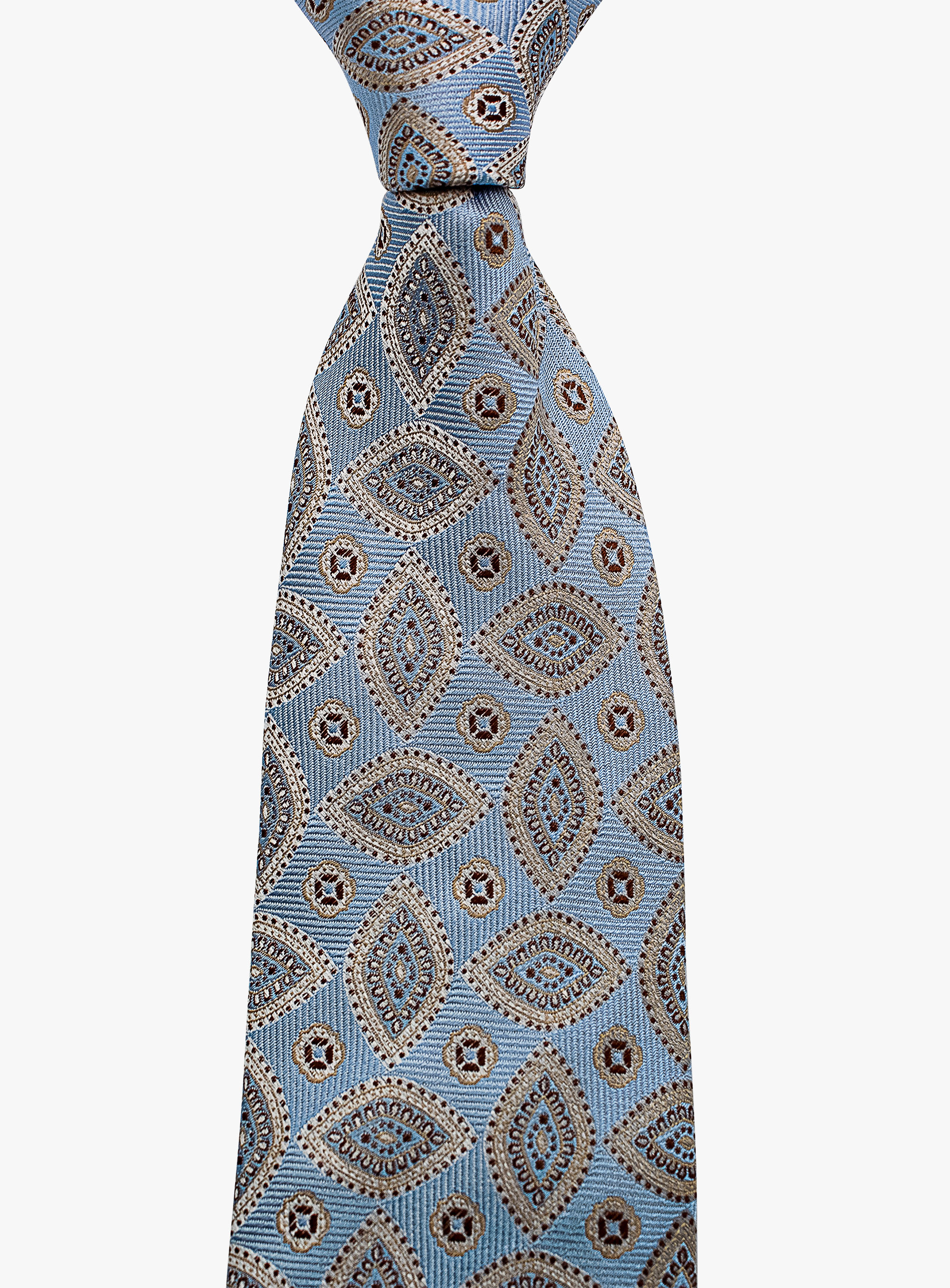 Bottinelli Italian Silk Tie: Sky Blue Paisley Design
