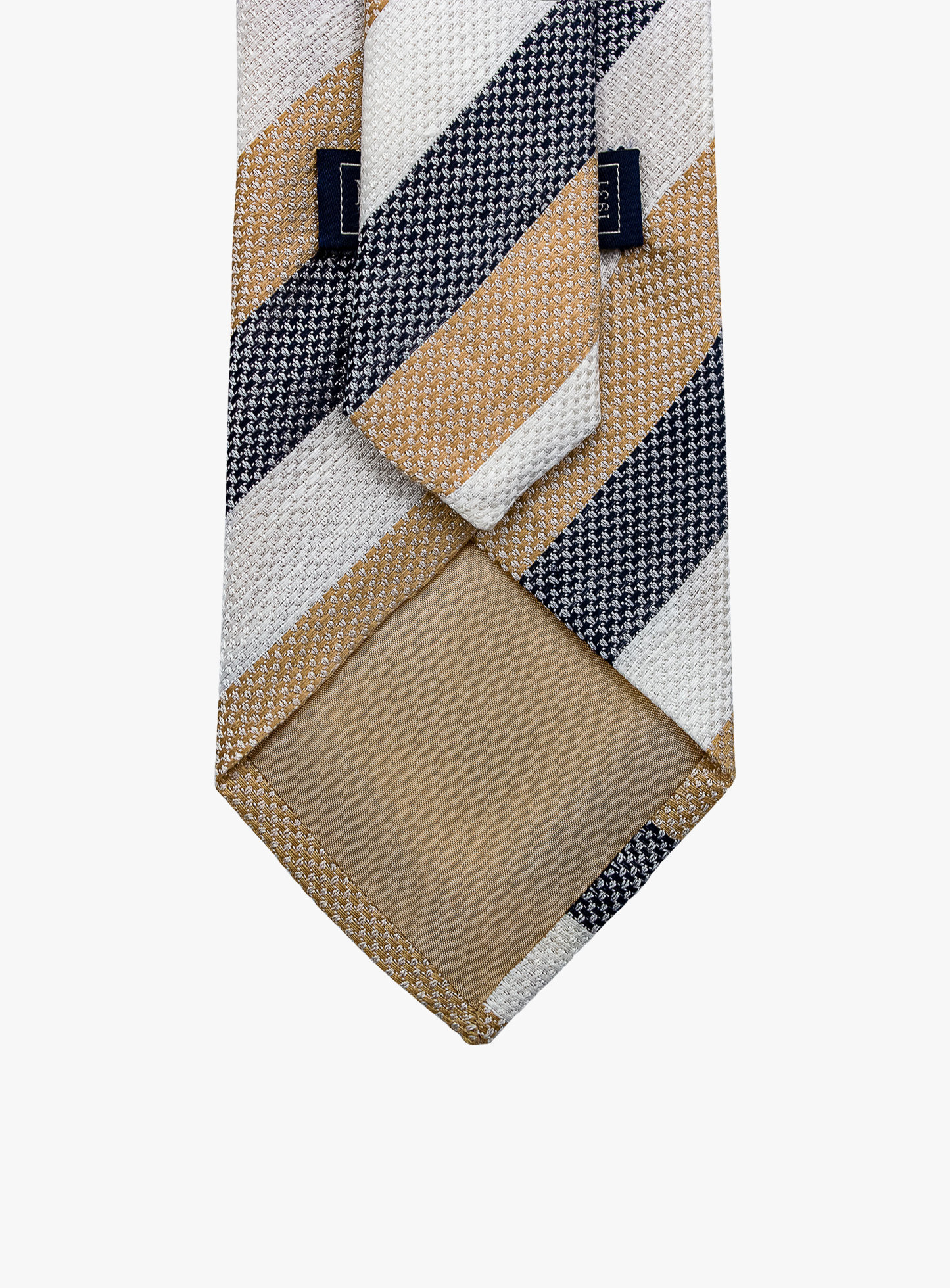 Bottinelli Italian Tie: Beige, White, and Navy Stripe