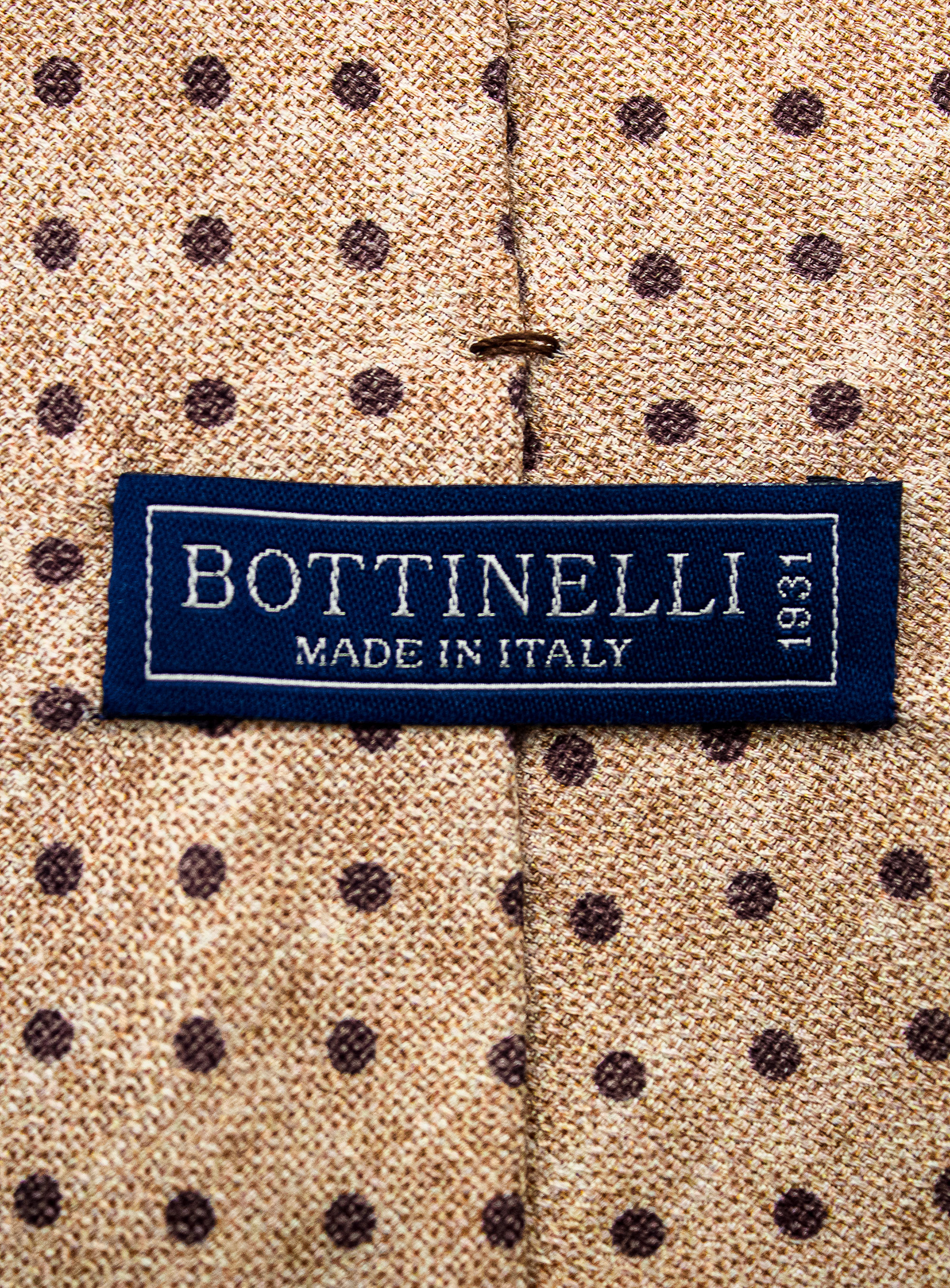 [Copy]Bottinelli Italian Tie: Beige, White, and Navy Stripe