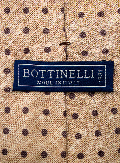 [Copy]Bottinelli Italian Tie: Beige, White, and Navy Stripe