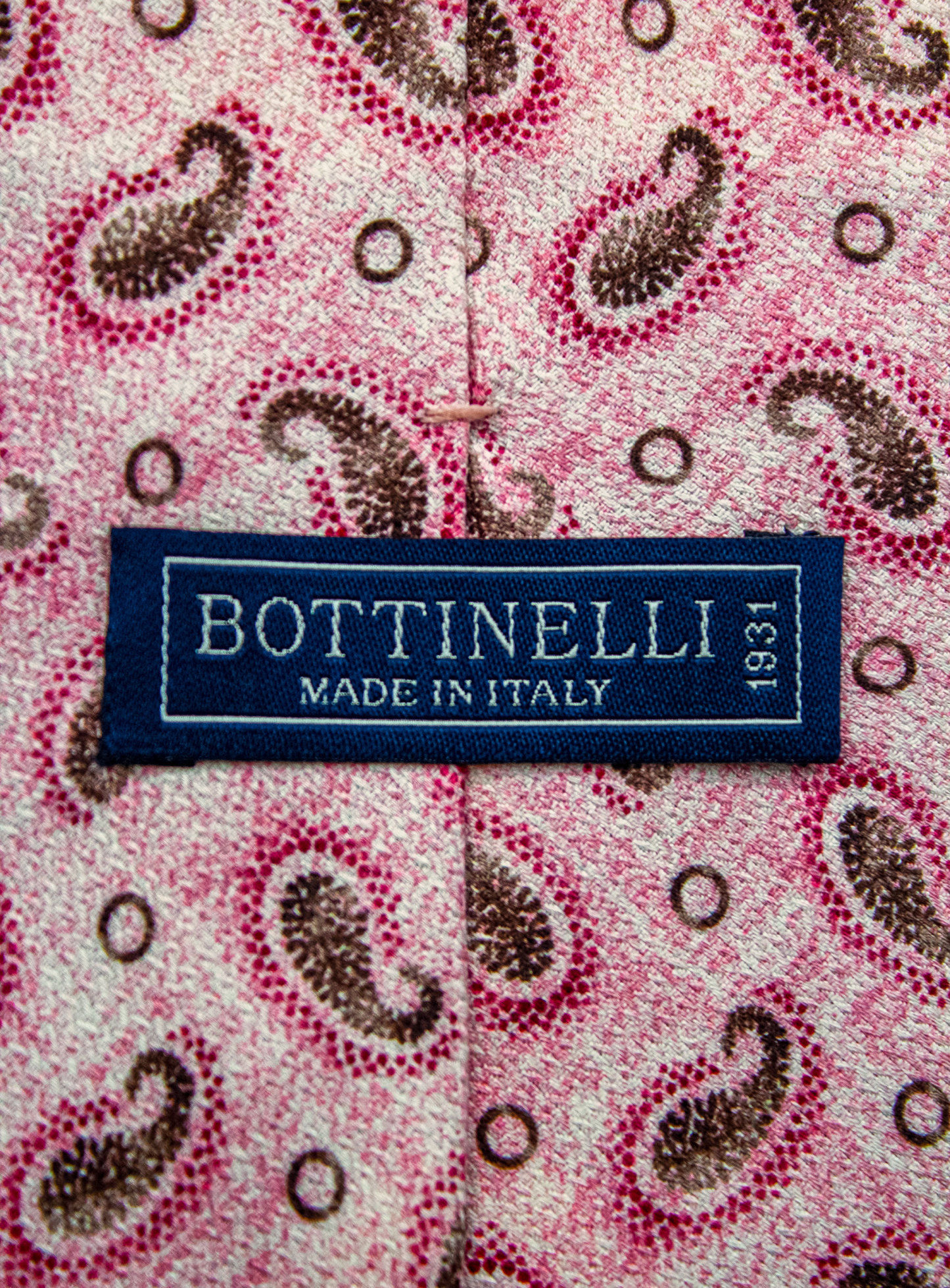 Bottinelli Italian Silk Tie: Pink Paisley Elegance