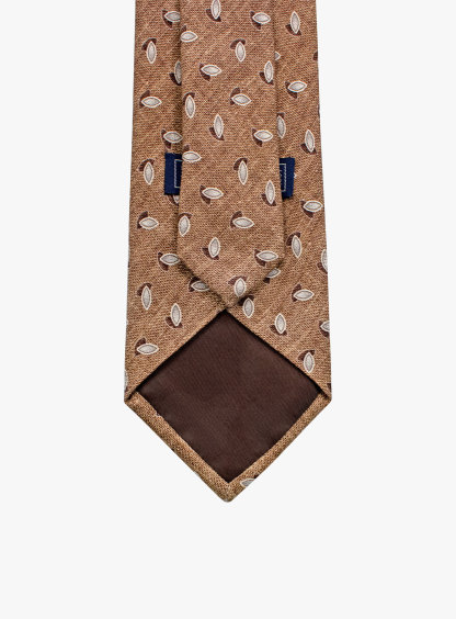  Bottinelli Italian Silk Tie: Brown with Leaf Motif