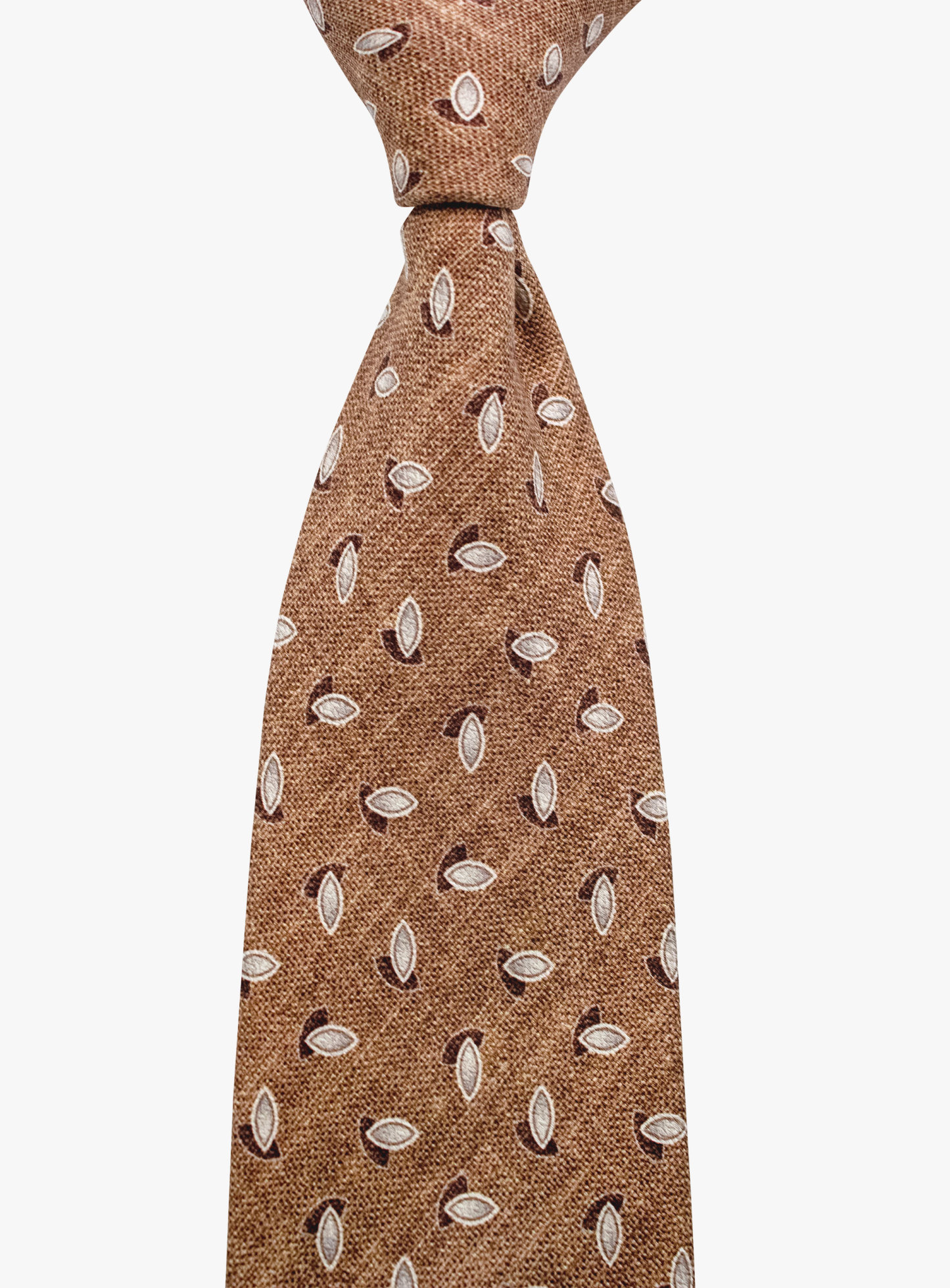 Bottinelli Italian Silk Tie: Brown with Leaf Motif