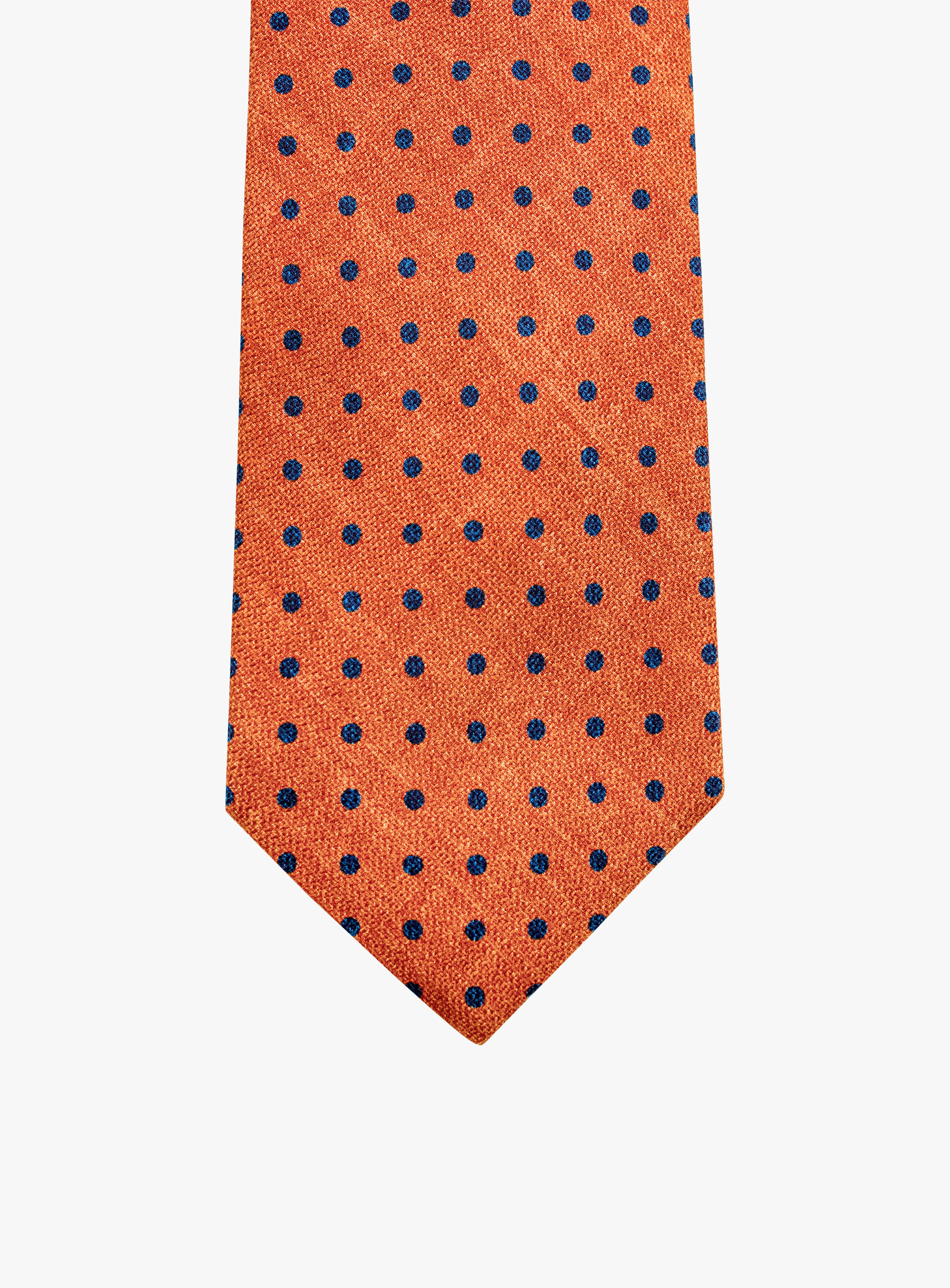 Bottinelli Italian Silk Tie: Burnt Orange with Navy Polka Dots