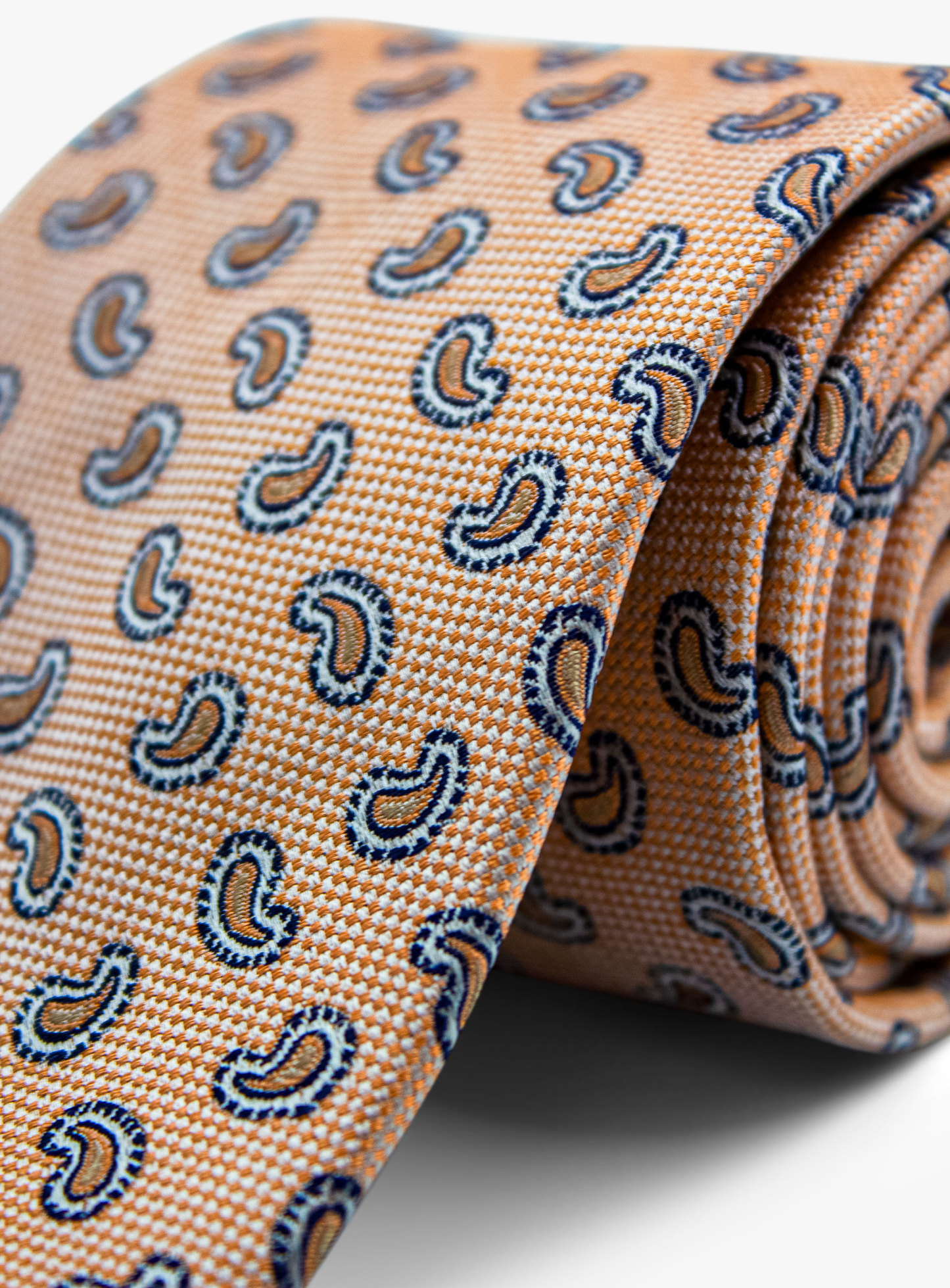Bottinelli Italian Silk Tie: Peach Paisley Perfection