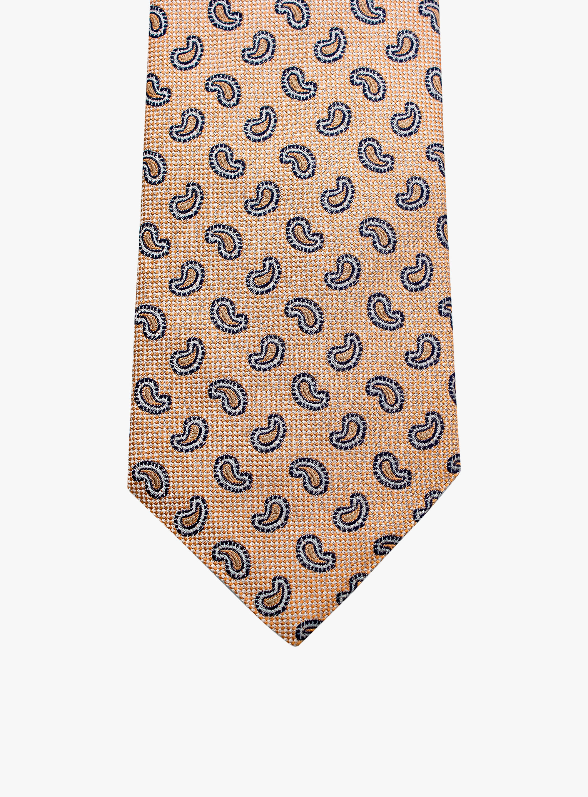  Bottinelli Italian Silk Tie: Peach Paisley Perfection