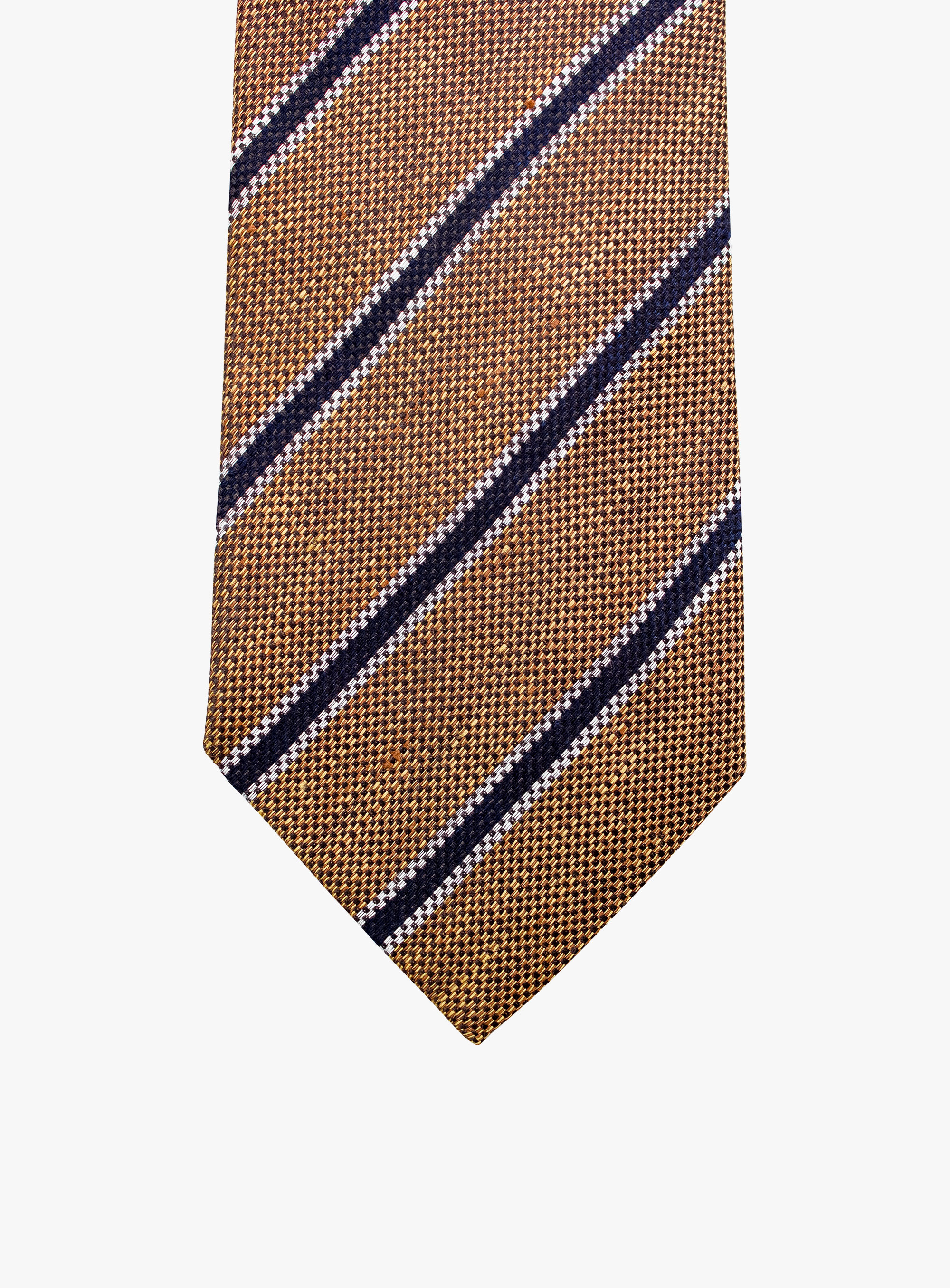 Bottinelli Italian Tie: Brown, Navy, and White Stripe