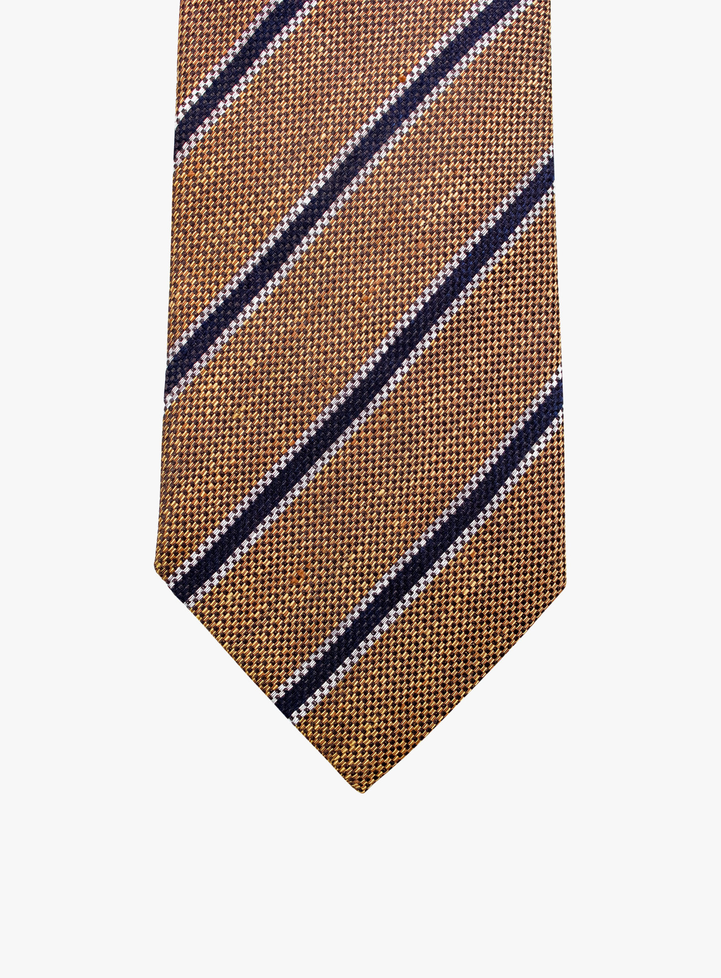 Bottinelli Italian Tie: Brown, Navy, and White Stripe