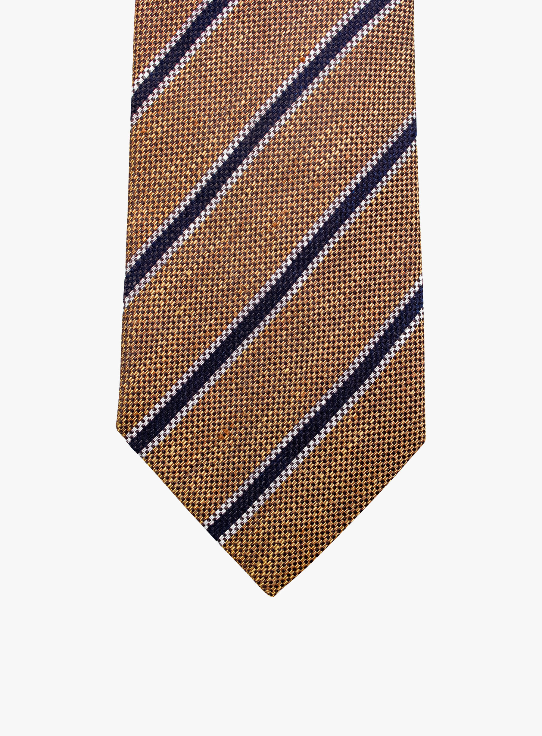 Bottinelli Italian Tie: Brown, Navy, and White Stripe