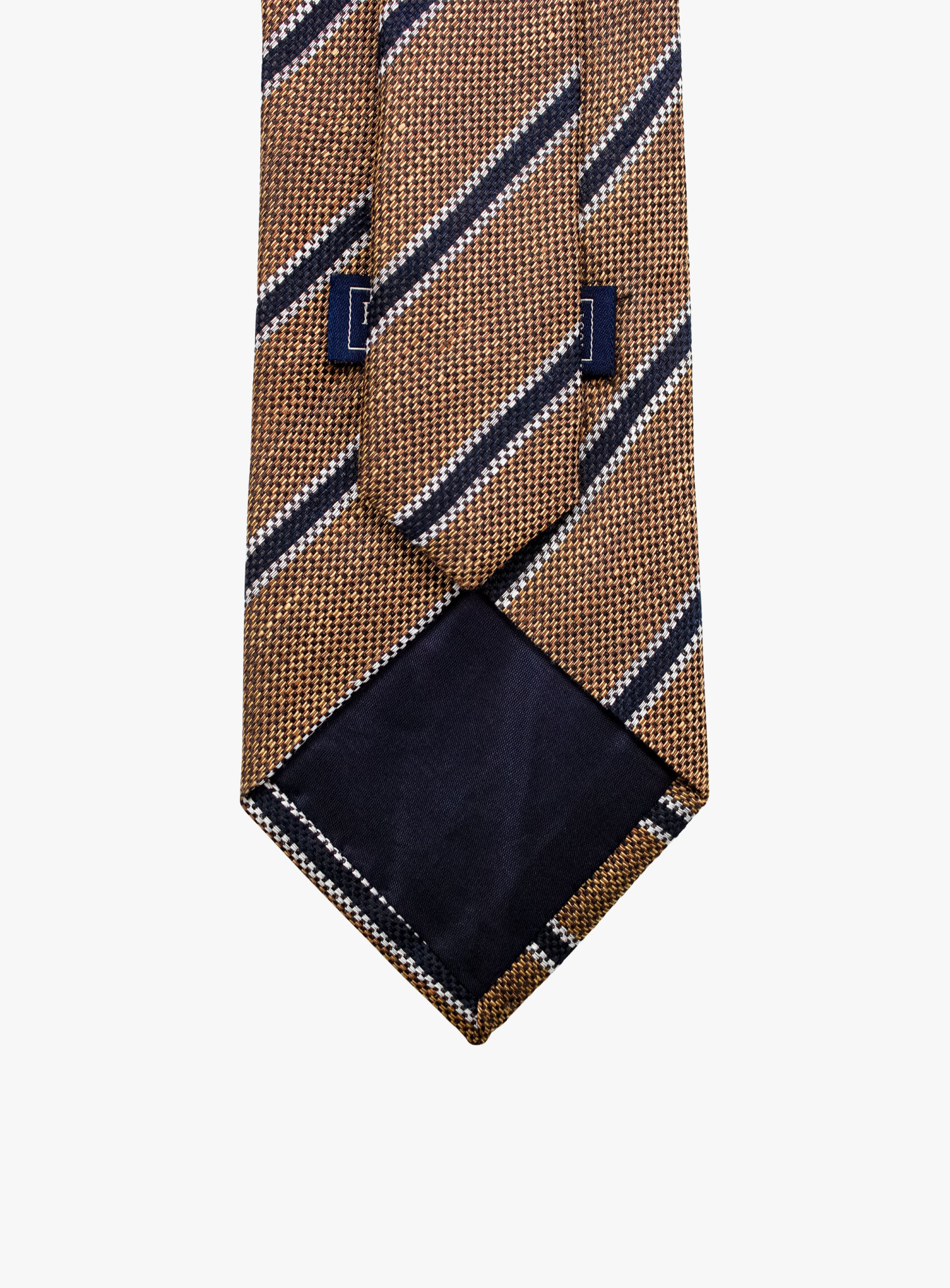 Bottinelli Italian Tie: Brown, Navy, and White Stripe