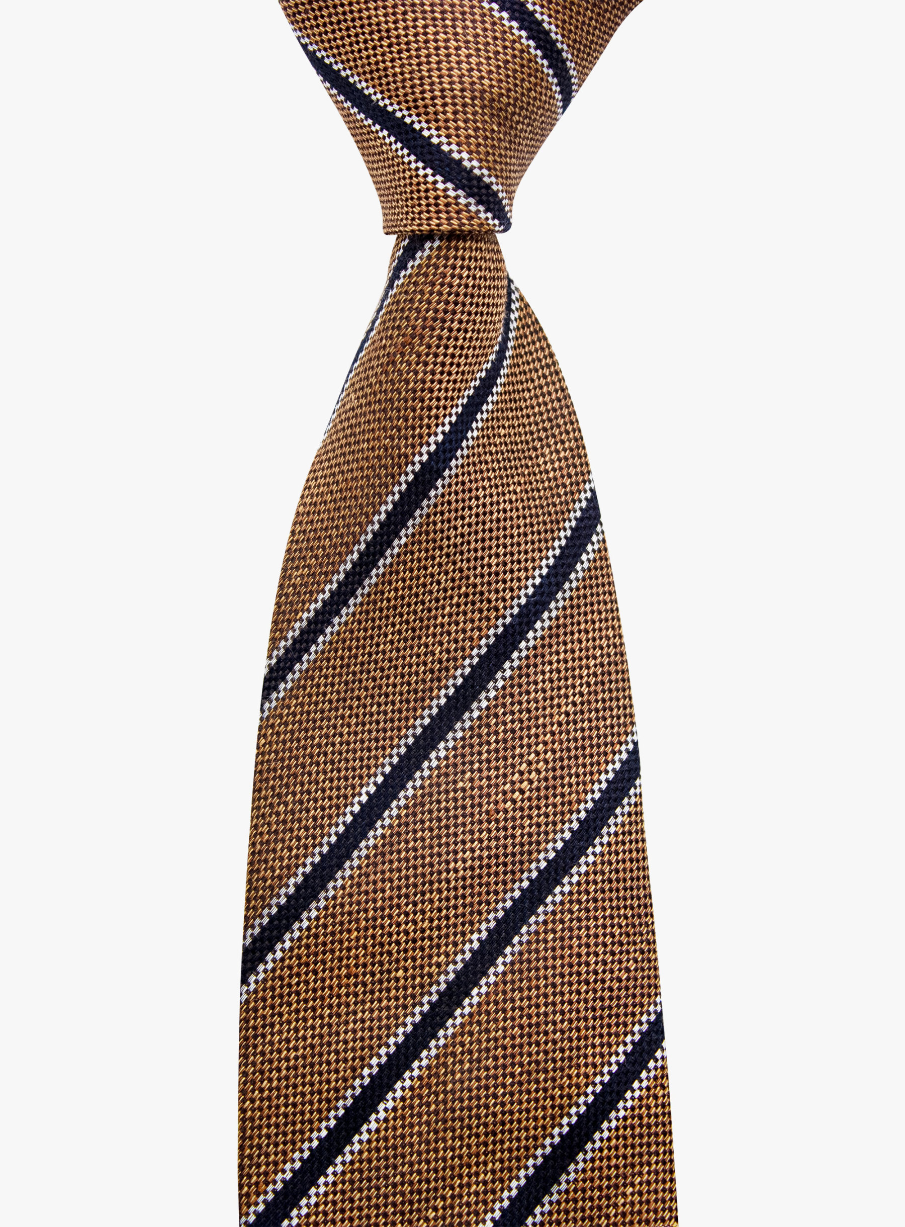 Bottinelli Italian Tie: Brown, Navy, and White Stripe