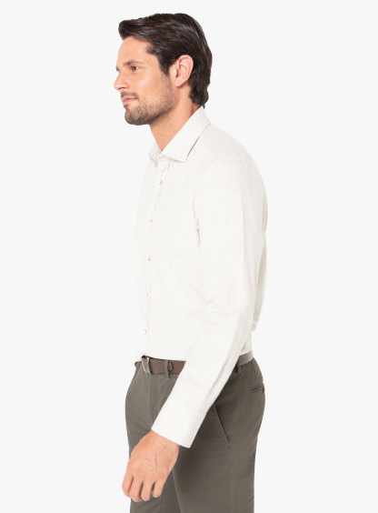 Bolzano Ivory Mélange Flannel Shirt