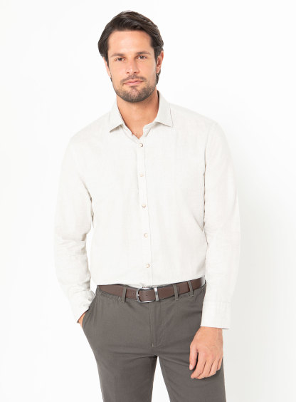 Bolzano Ivory Mélange Flannel Shirt