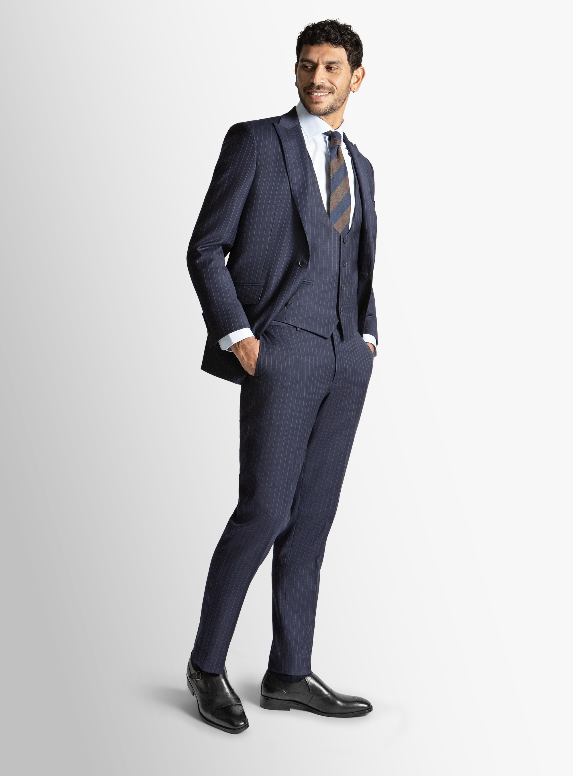 Giancarlo Navy Pinstripe Suit