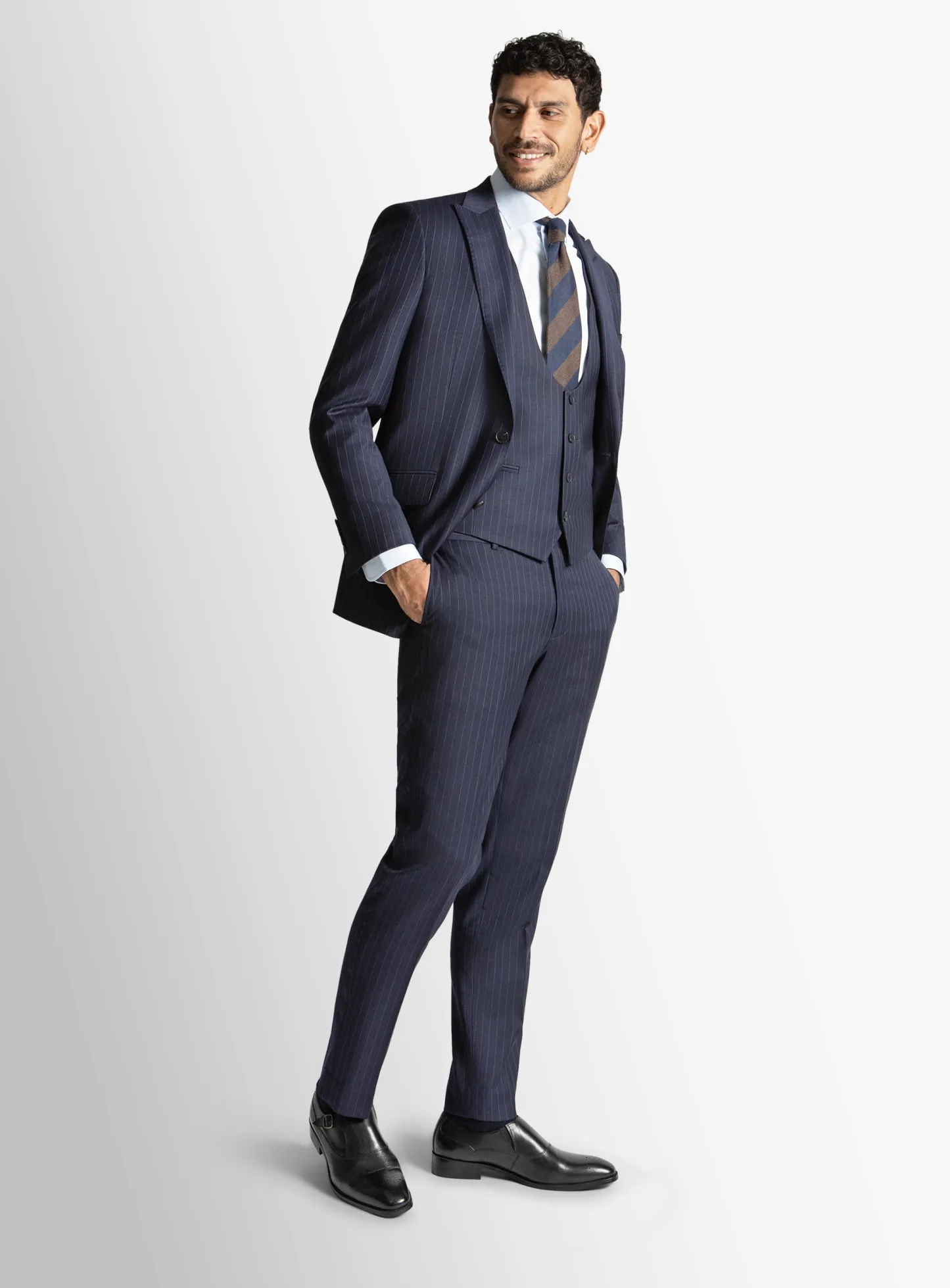 Giancarlo Navy Pinstripe Suit