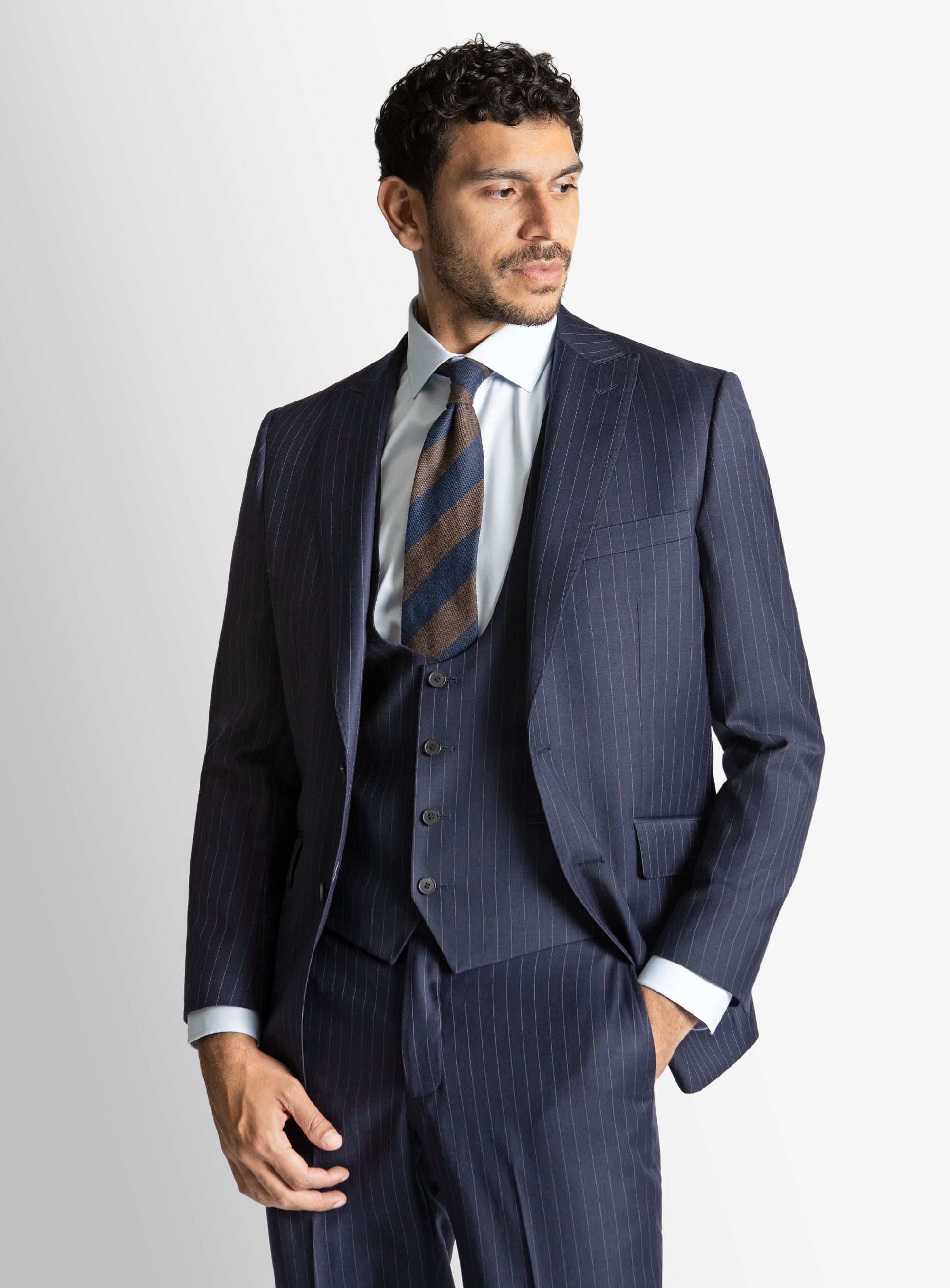 Giancarlo Navy Pinstripe Suit